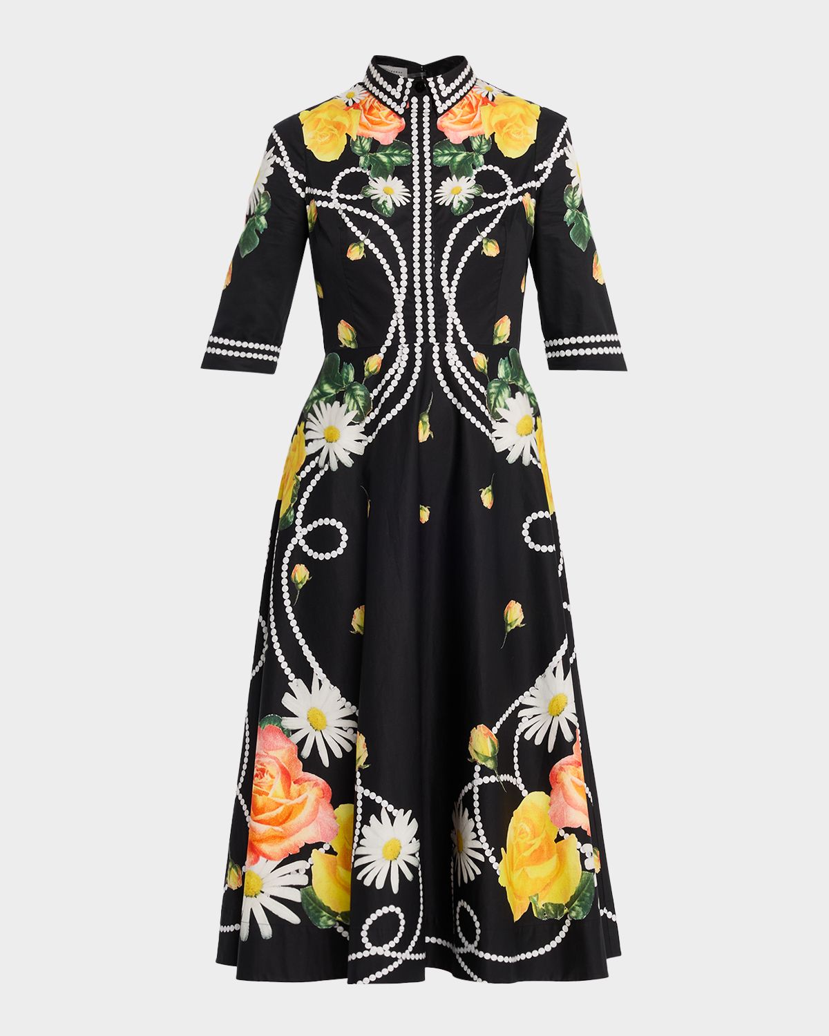 Rickie Freeman for Teri Jon Floral & Pearl-Print Cotton Midi Shirtdress | Thumbnail 6 Rickie Freeman for Teri Jon Floral & Pearl-Print Cotton Midi Shirtdress | Thumbnail 6
