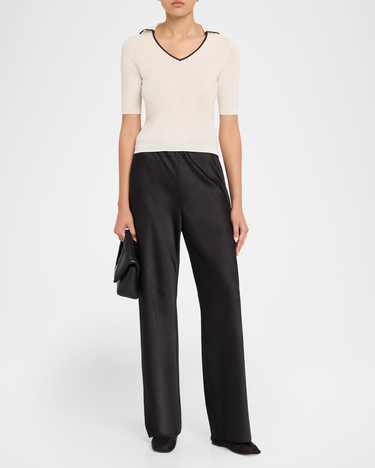 Vince Tipped Elbow-Sleeve Knit Top | Thumbnail 2