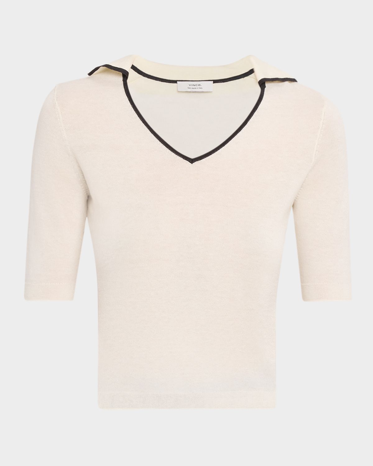 Vince Tipped Elbow-Sleeve Knit Top