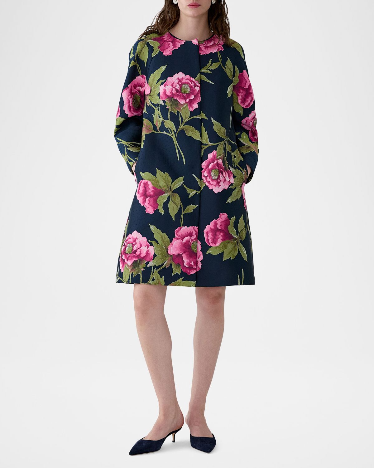 Carolina Herrera Floral Collarless Cocoon Coat | Thumbnail 4 Carolina Herrera Floral Collarless Cocoon Coat | Thumbnail 4