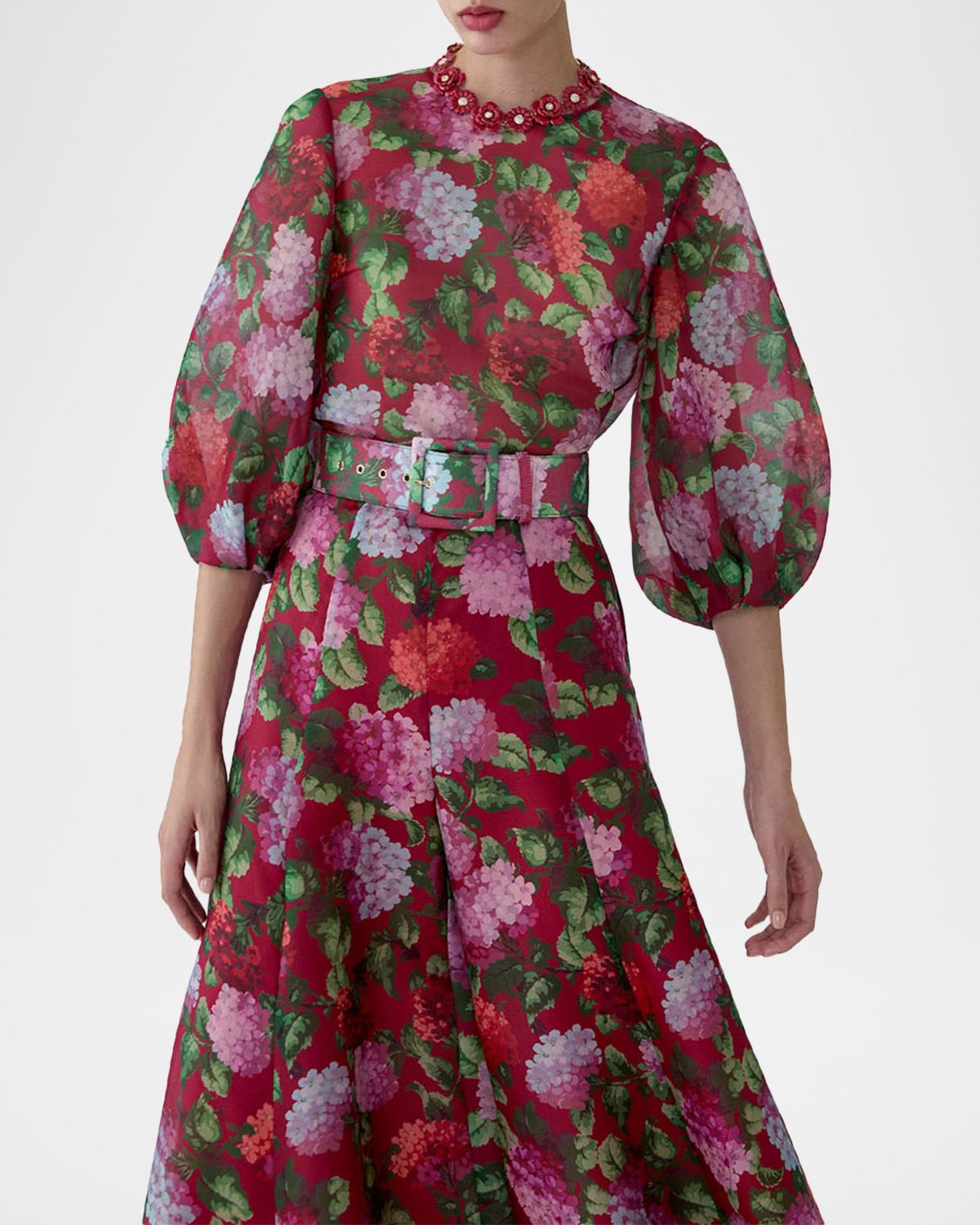 Carolina Herrera Iris Hydrangea-Print Silk Wide-Leg Pants | Thumbnail 3 Carolina Herrera Iris Hydrangea-Print Silk Wide-Leg Pants | Thumbnail 3
