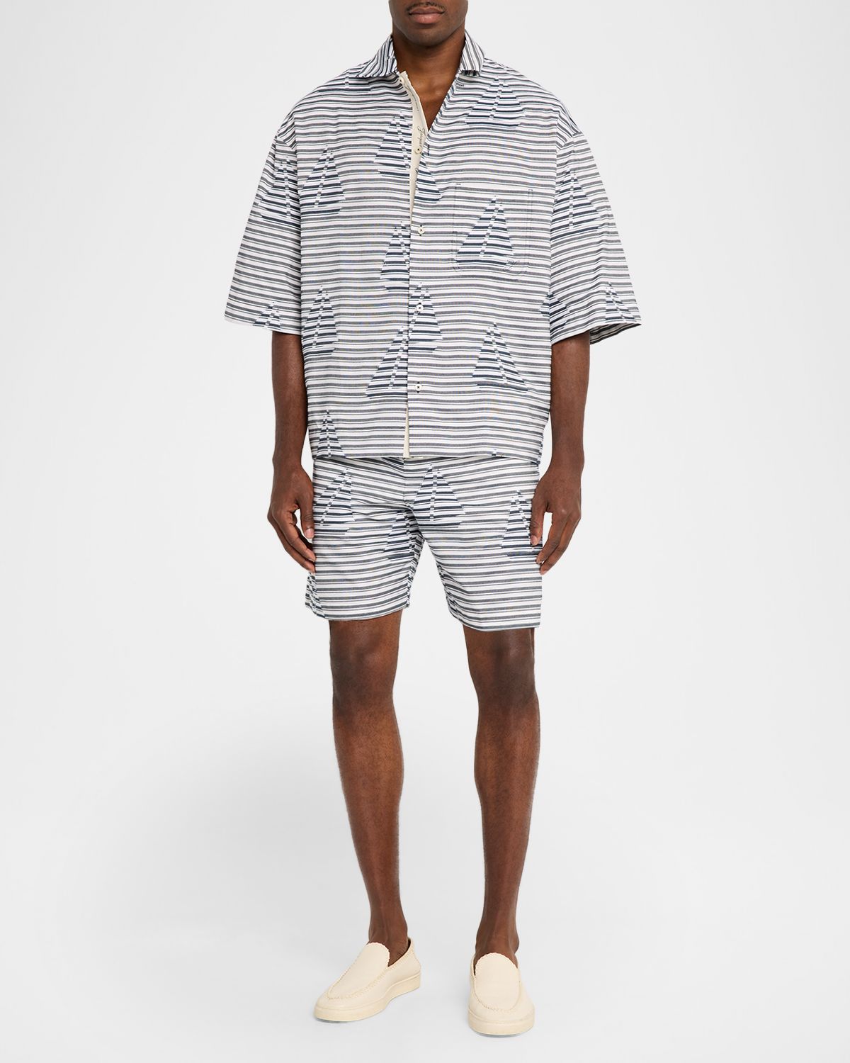 Jacquemus Men 's La Chemise Plage Stripe Sailboat Short-Sleeve Shirt | Thumbnail 5 Jacquemus Men 's La Chemise Plage Stripe Sailboat Short-Sleeve Shirt | Thumbnail 5