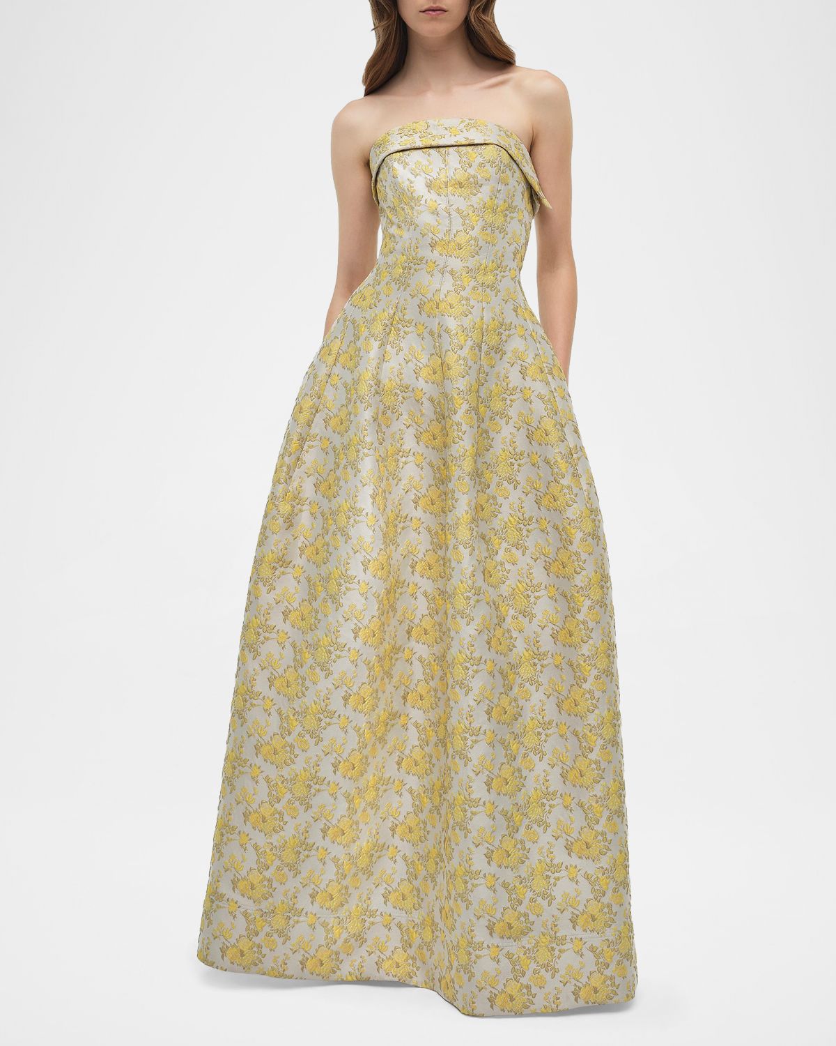 SIMKHAI Octavia Floral Jacquard Strapless Gown | Thumbnail 2 SIMKHAI Octavia Floral Jacquard Strapless Gown | Thumbnail 2