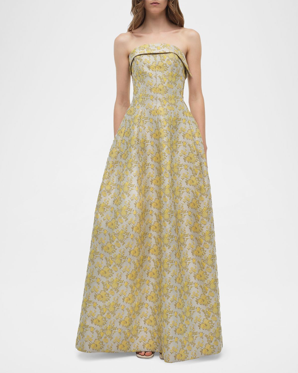 SIMKHAI Octavia Floral Jacquard Strapless Gown | Thumbnail 1 SIMKHAI Octavia Floral Jacquard Strapless Gown | Thumbnail 1