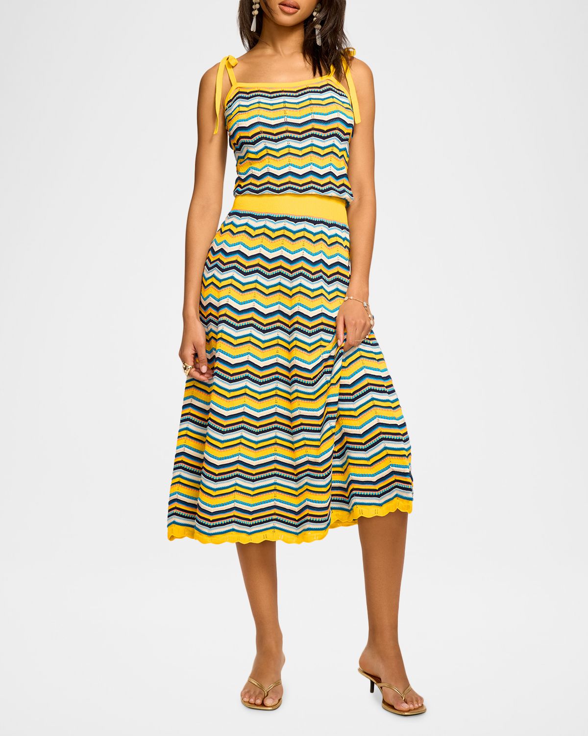 Ramy Brook Cali Chevron Knit Midi Dress