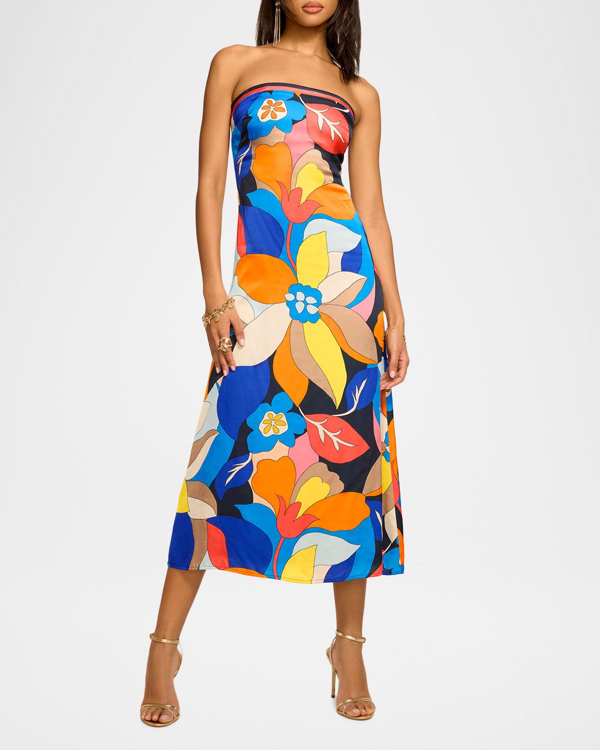 Ramy Brook Isley Strapless Satin Midi Dress