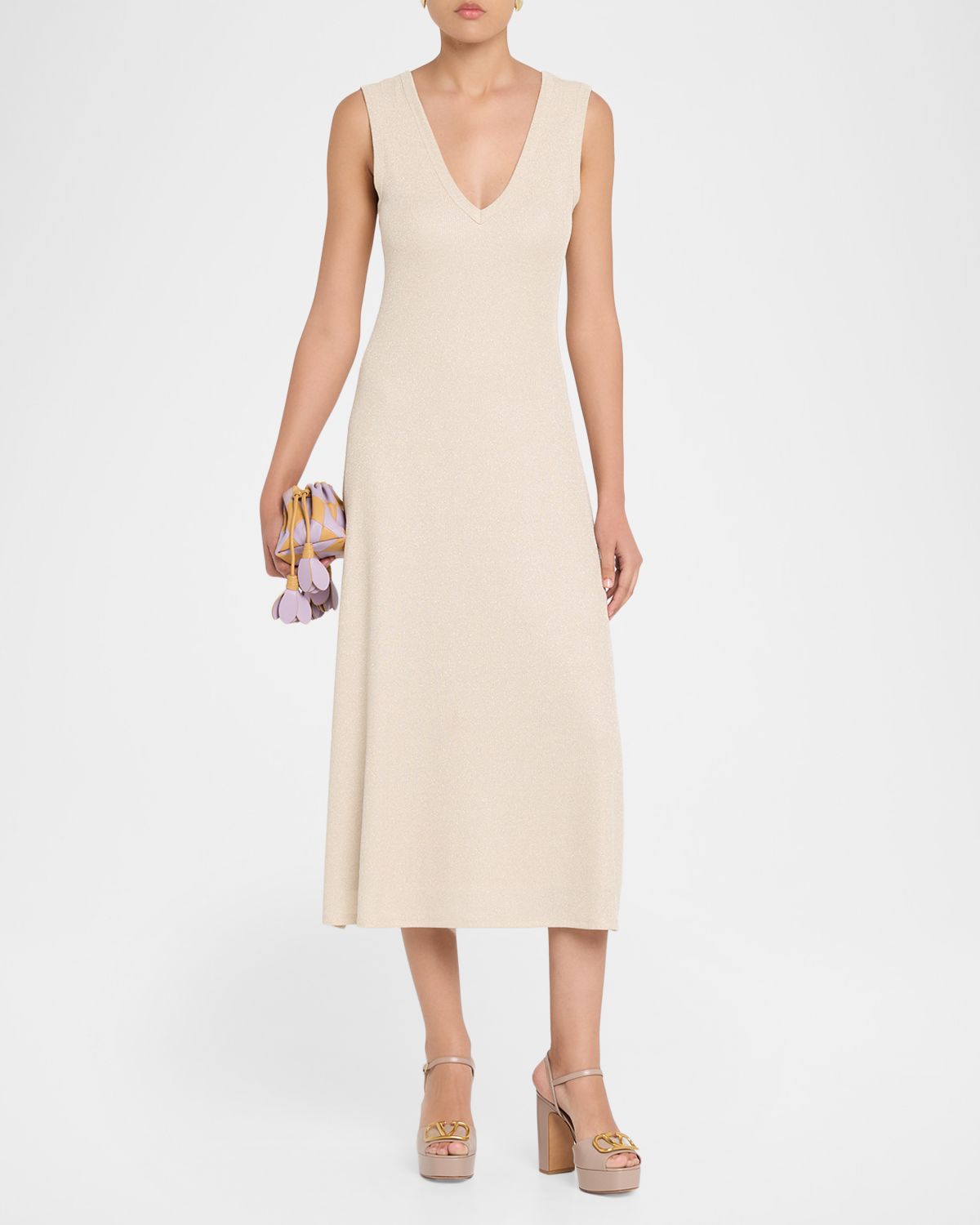 Ramy Brook Greta V-Neck Midi Dress