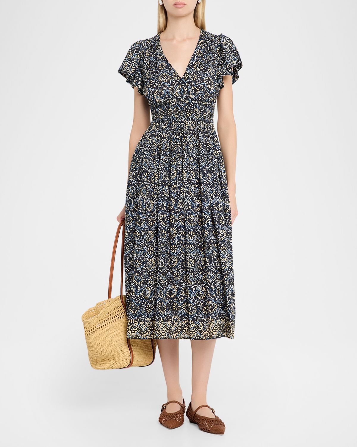 Ulla Johnson Lyria Printed Cotton Midi Dress | Thumbnail 4 Ulla Johnson Lyria Printed Cotton Midi Dress | Thumbnail 4