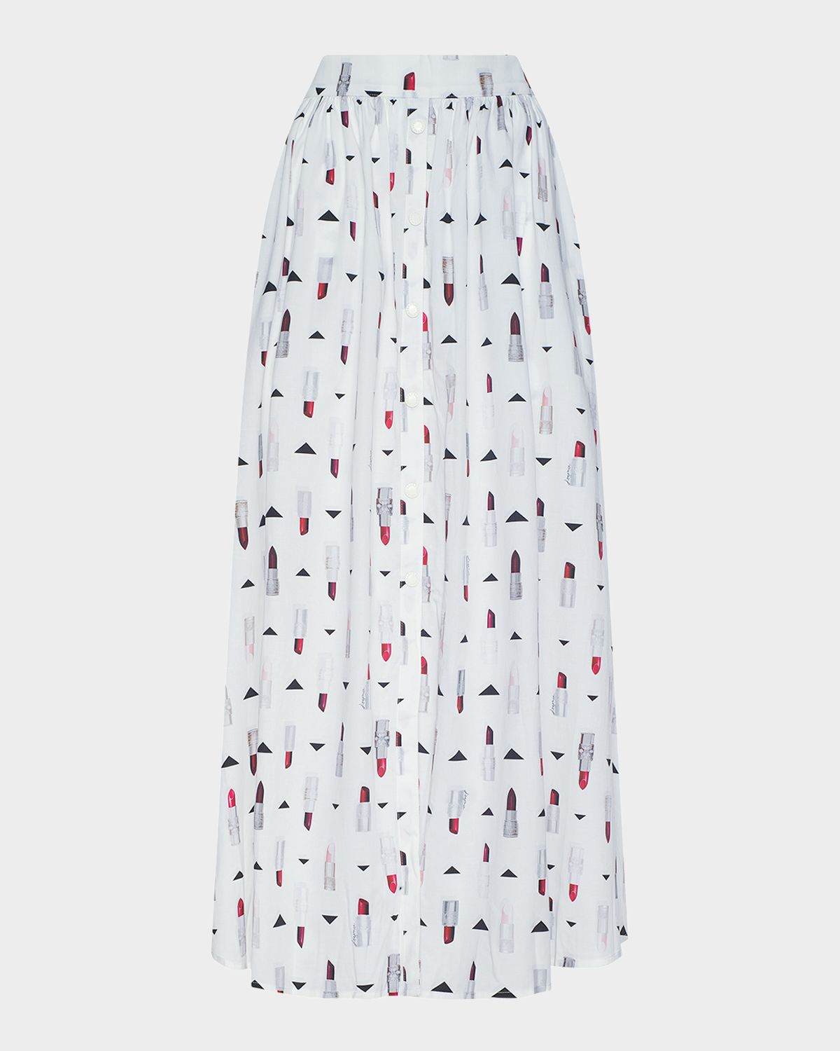 L 'Agence Seina Lipstick-Print Midi Skirt