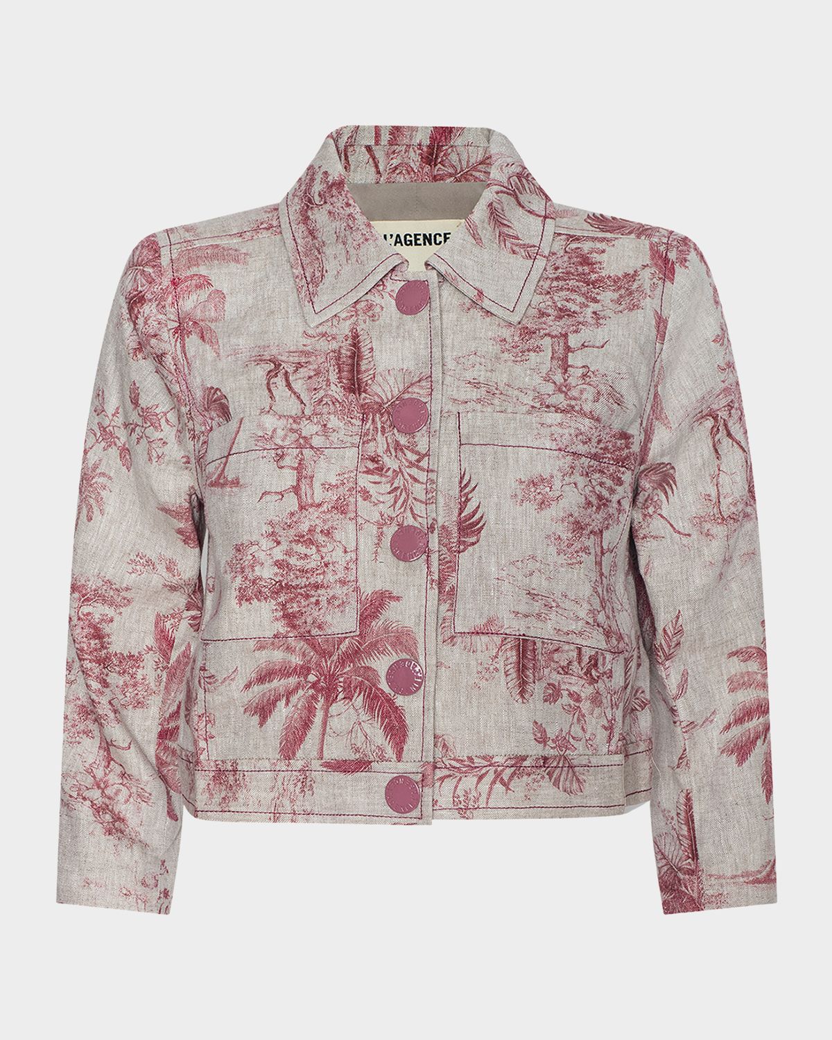 L 'Agence Eda Cropped Etoile-Print Linen Jacket - Women's Clothing