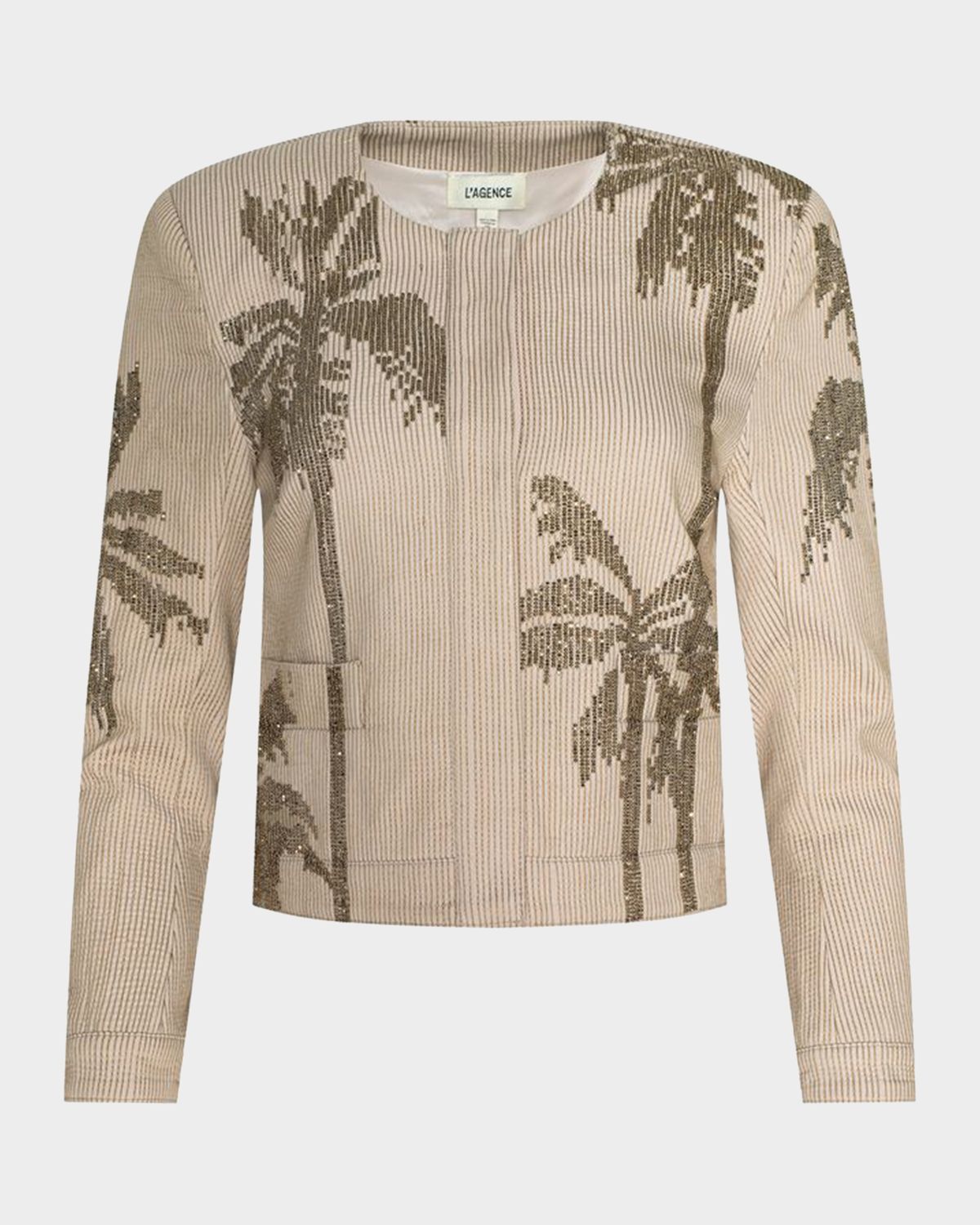 L 'Agence Lian Palm Tree Beaded Crop Jacket | Thumbnail 6 L 'Agence Lian Palm Tree Beaded Crop Jacket | Thumbnail 6