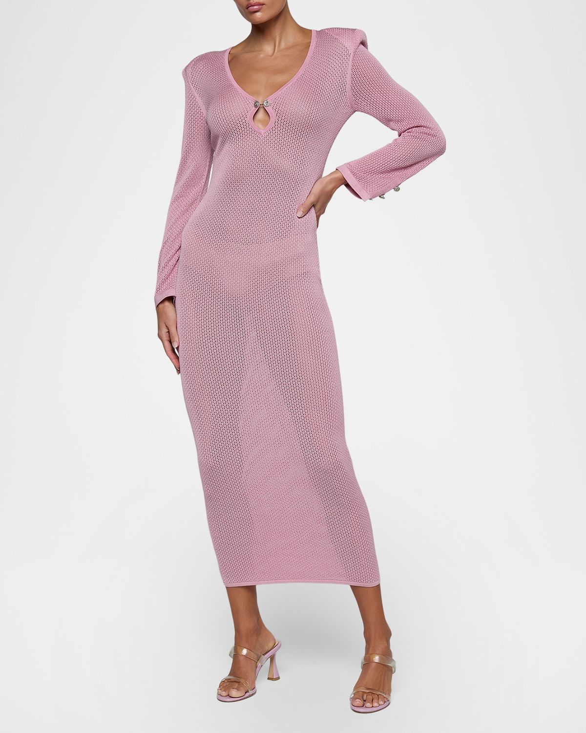 L 'Agence Sydney Open-Stitch Cutout Bodycon Maxi Dress