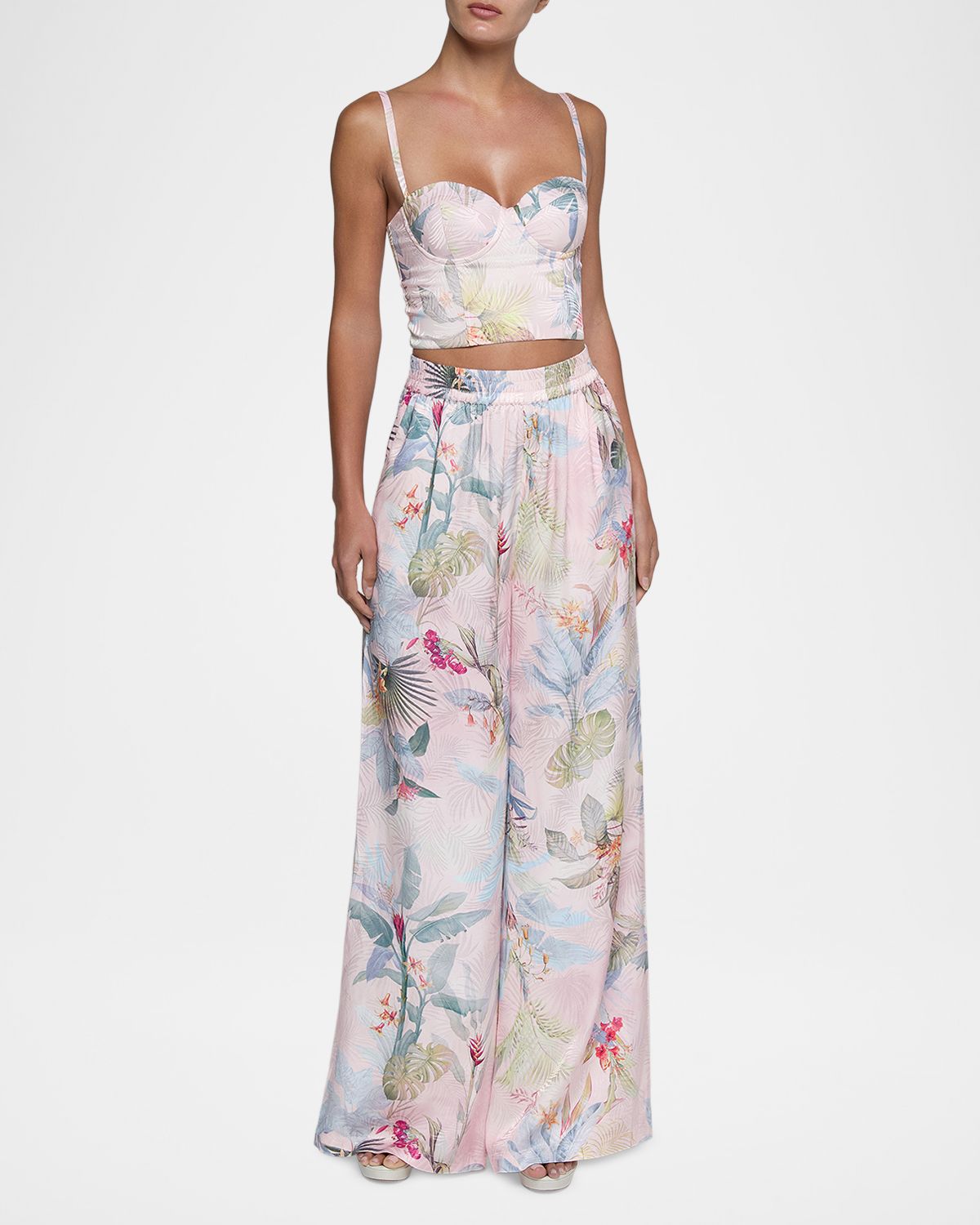 L 'Agence Lillian Palm Leaf Wide-Leg Pants