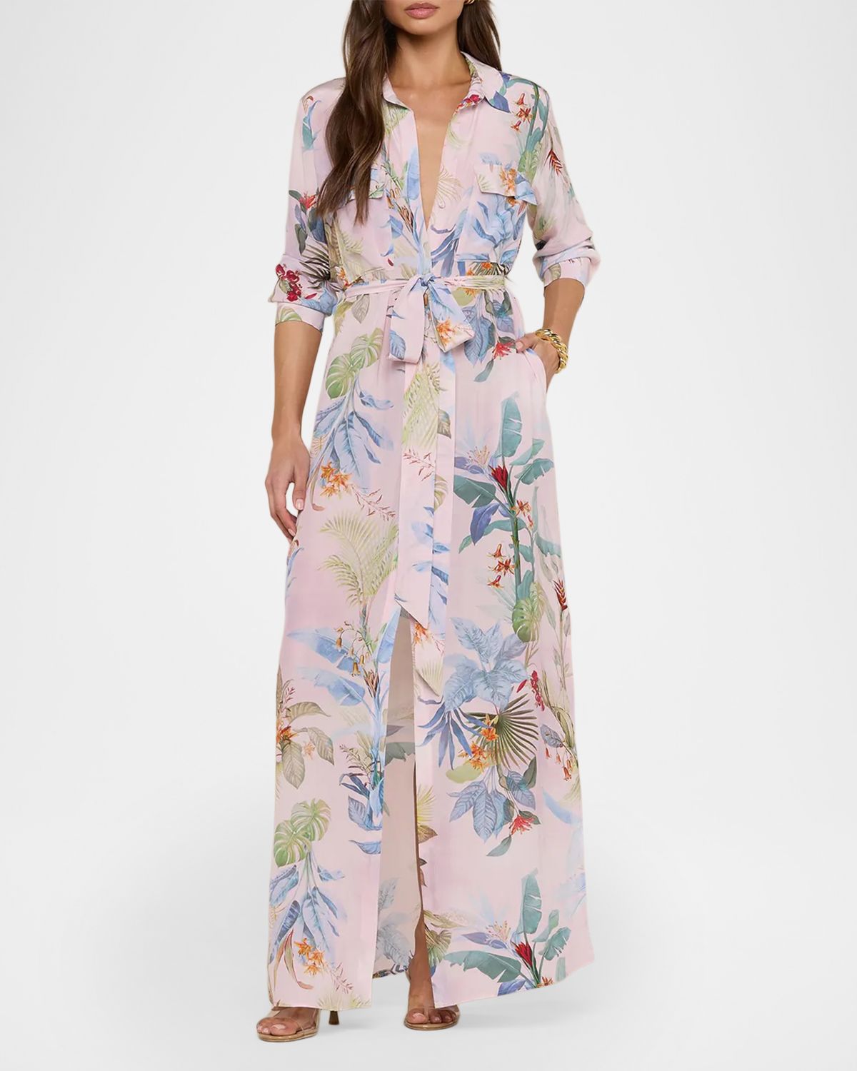 L 'Agence Cameron Palm Maxi Shirtdress | Thumbnail 4 L 'Agence Cameron Palm Maxi Shirtdress | Thumbnail 4