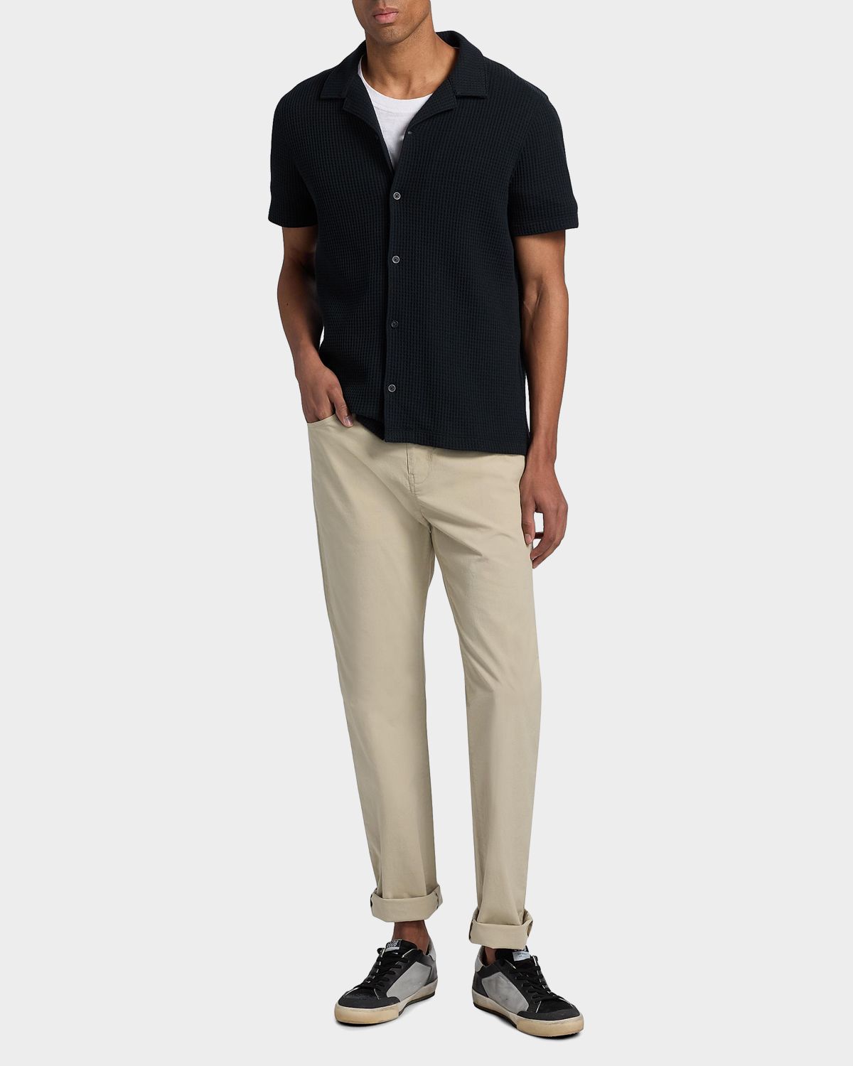 Vince Men 's Macro Waffle Knit Short-Sleeve Shirt