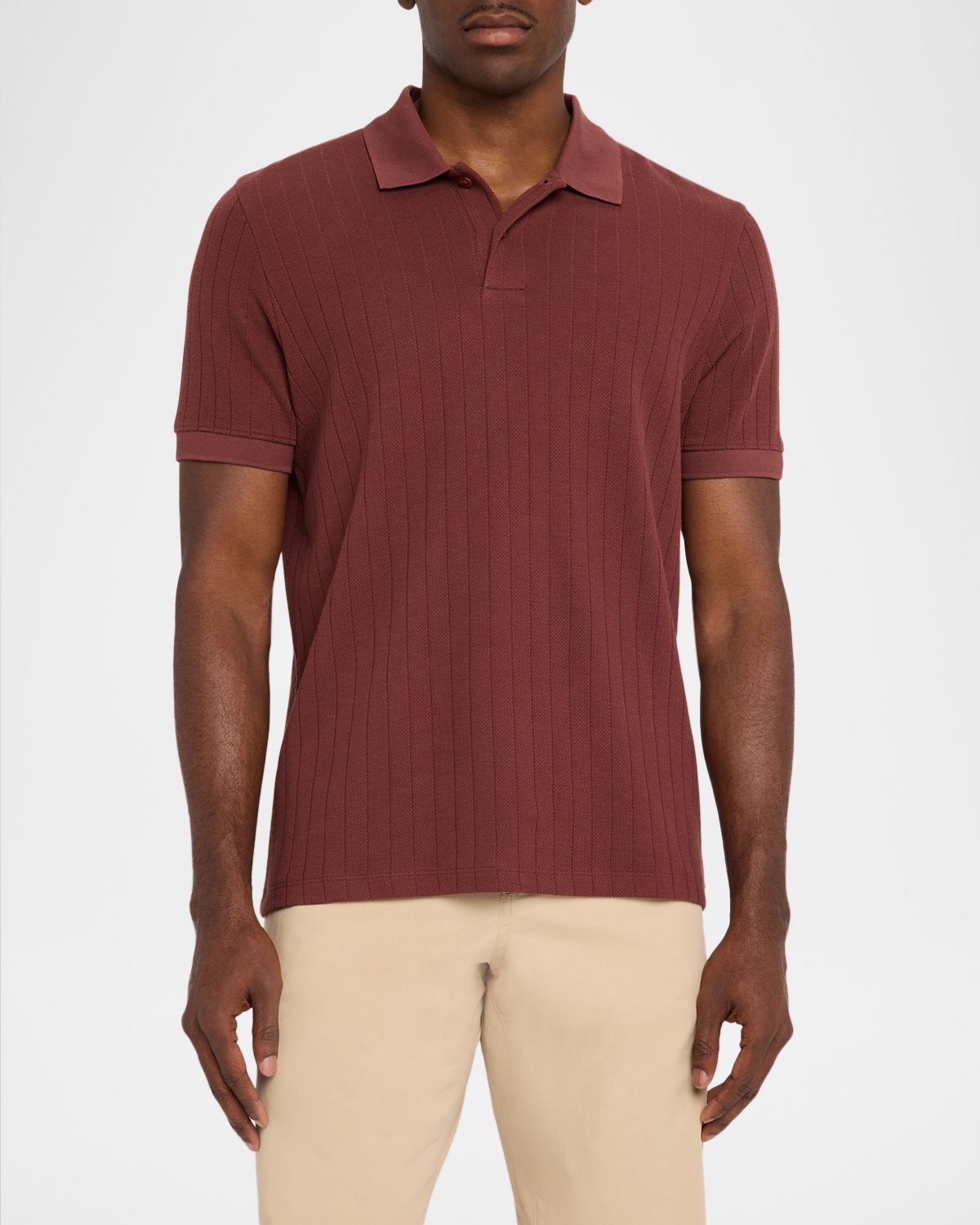 Vince Men 's Drop-Needle Stripe Pima Cotton Polo Shirt | Thumbnail 4 Vince Men 's Drop-Needle Stripe Pima Cotton Polo Shirt | Thumbnail 4