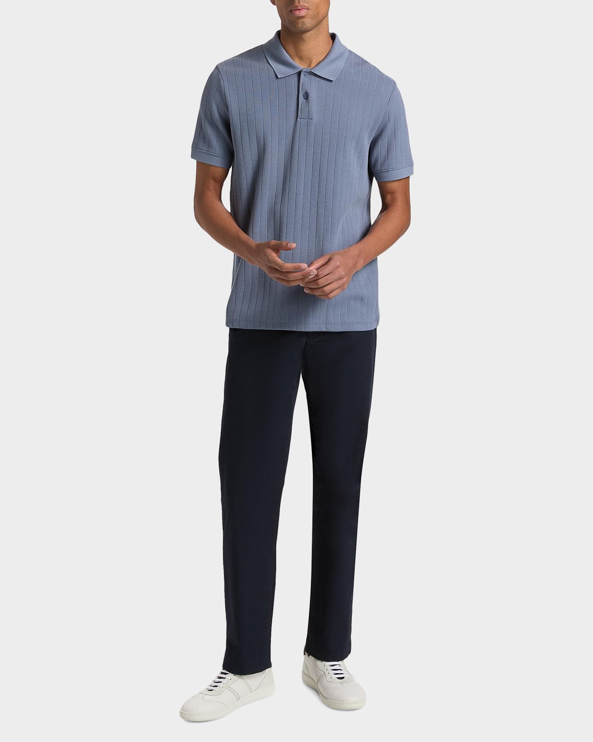 Vince Men 's Drop-Needle Stripe Pima Cotton Polo Shirt | Thumbnail 2 Vince Men 's Drop-Needle Stripe Pima Cotton Polo Shirt | Thumbnail 2