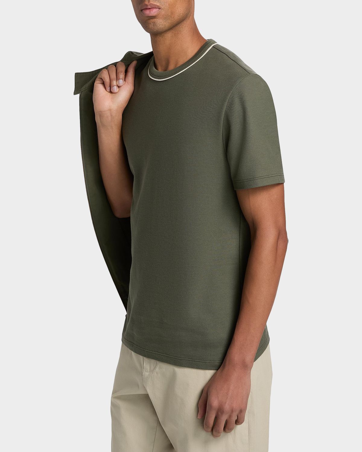 Vince Men 's Pima Cotton Pique Tipped Crewneck T-Shirt | Thumbnail 7 Vince Men 's Pima Cotton Pique Tipped Crewneck T-Shirt | Thumbnail 7