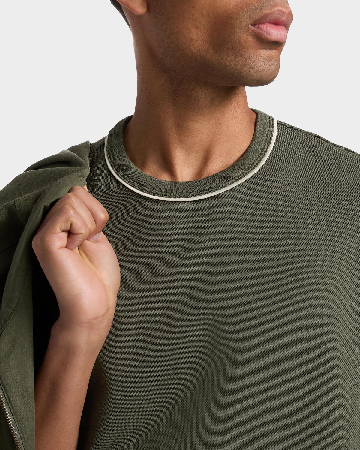 Vince Men 's Pima Cotton Pique Tipped Crewneck T-Shirt | Thumbnail 5 Vince Men 's Pima Cotton Pique Tipped Crewneck T-Shirt | Thumbnail 5