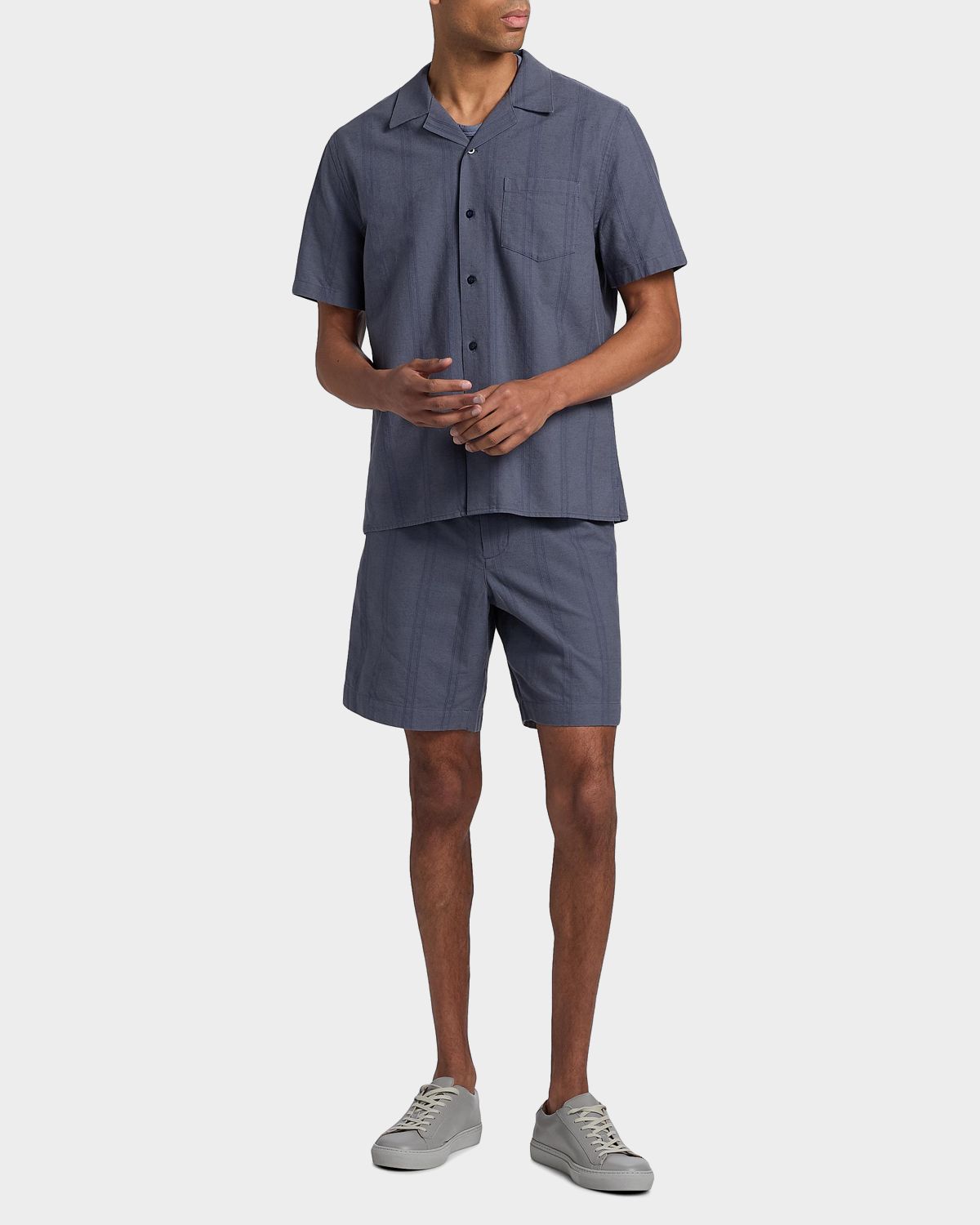 Vince Men 's Cove Cotton and Hemp Stripe Short-Sleeve Shirt