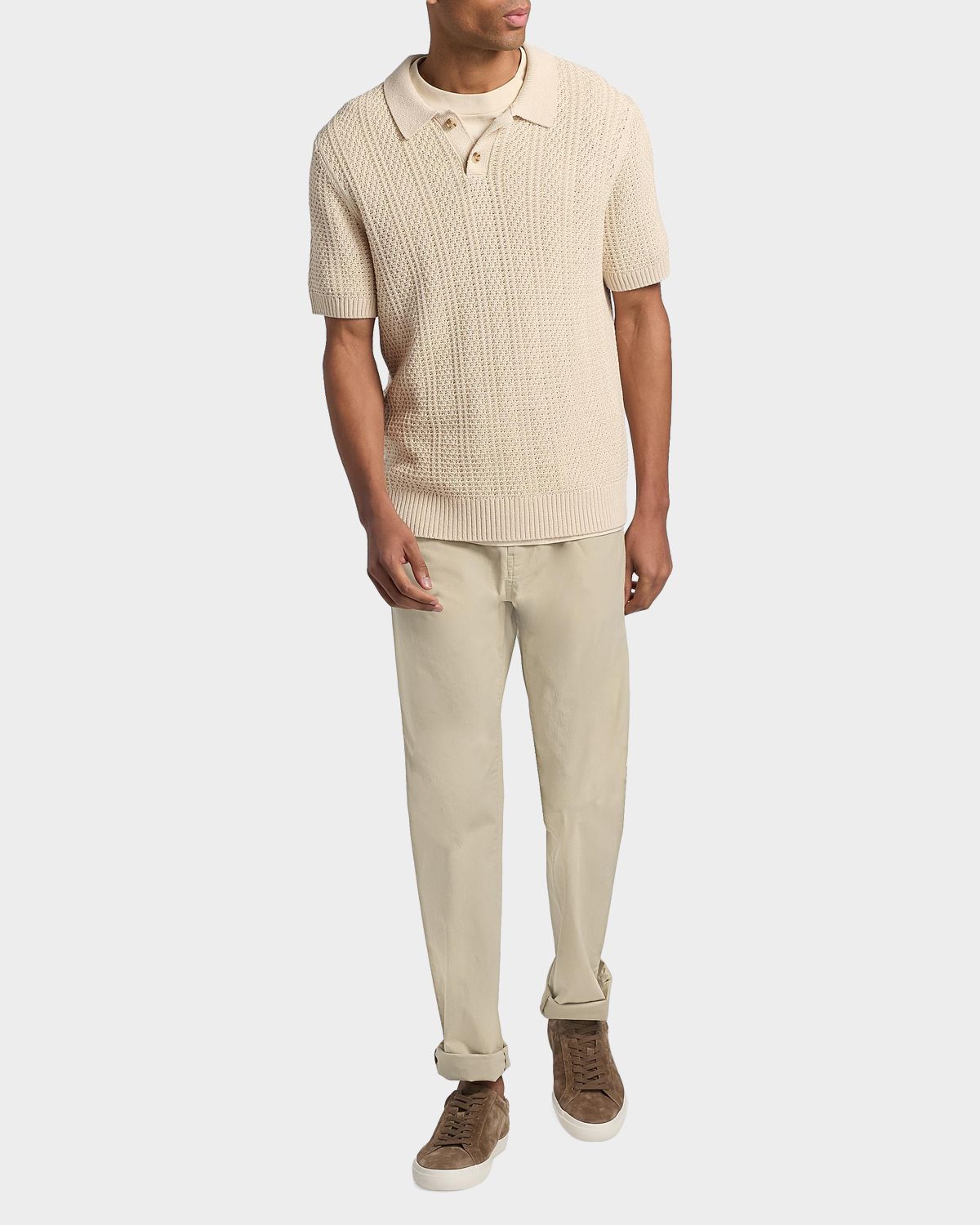 Vince Men 's Cotton Seed Stitch Rib Polo Shirt | Thumbnail 2 Vince Men 's Cotton Seed Stitch Rib Polo Shirt | Thumbnail 2