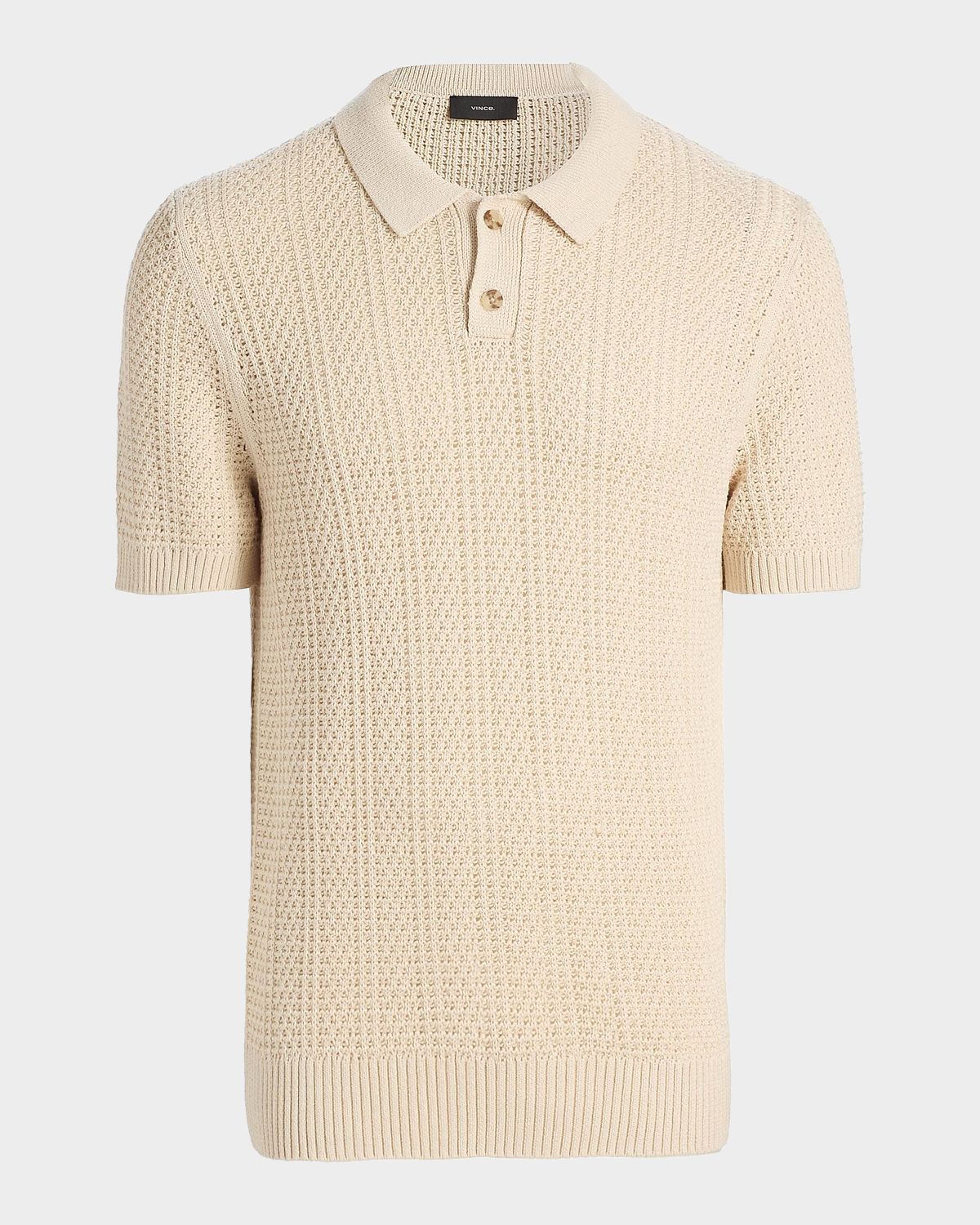 Vince Men 's Cotton Seed Stitch Rib Polo Shirt