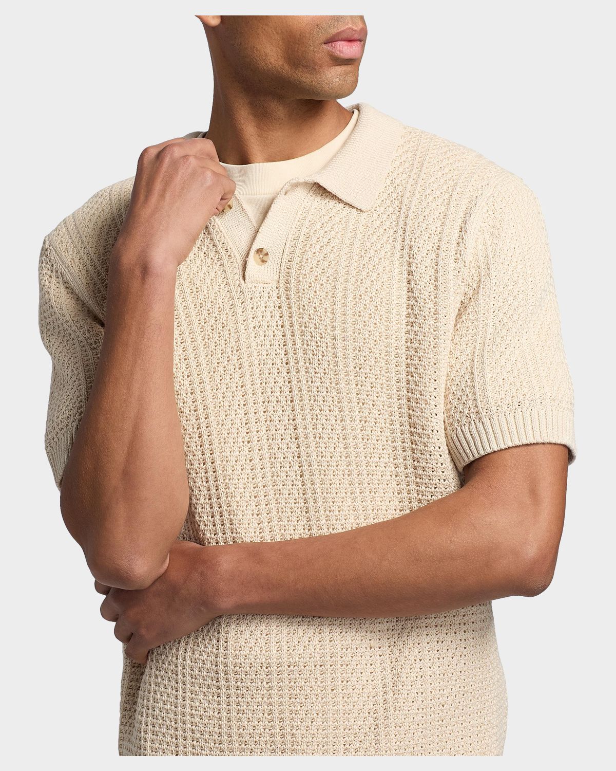 Vince Men 's Cotton Seed Stitch Rib Polo Shirt | Thumbnail 5 Vince Men 's Cotton Seed Stitch Rib Polo Shirt | Thumbnail 5