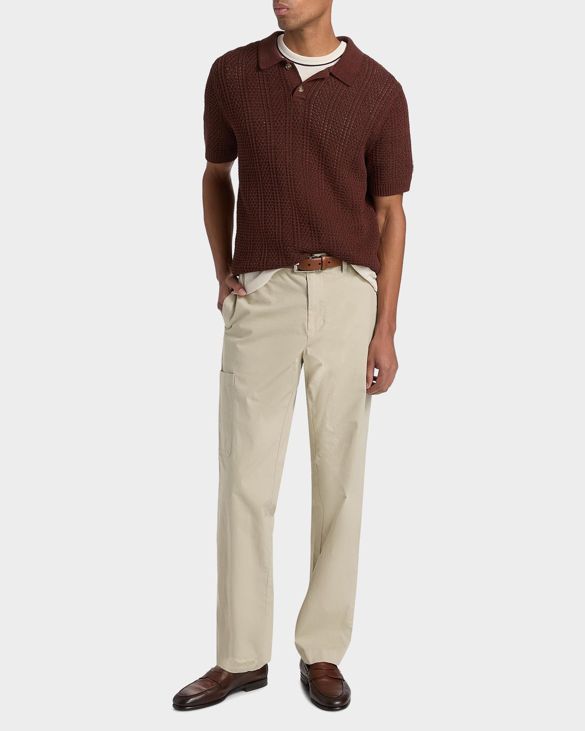 Vince Men 's Cotton Seed Stitch Rib Polo Shirt | Thumbnail 7 Vince Men 's Cotton Seed Stitch Rib Polo Shirt | Thumbnail 7