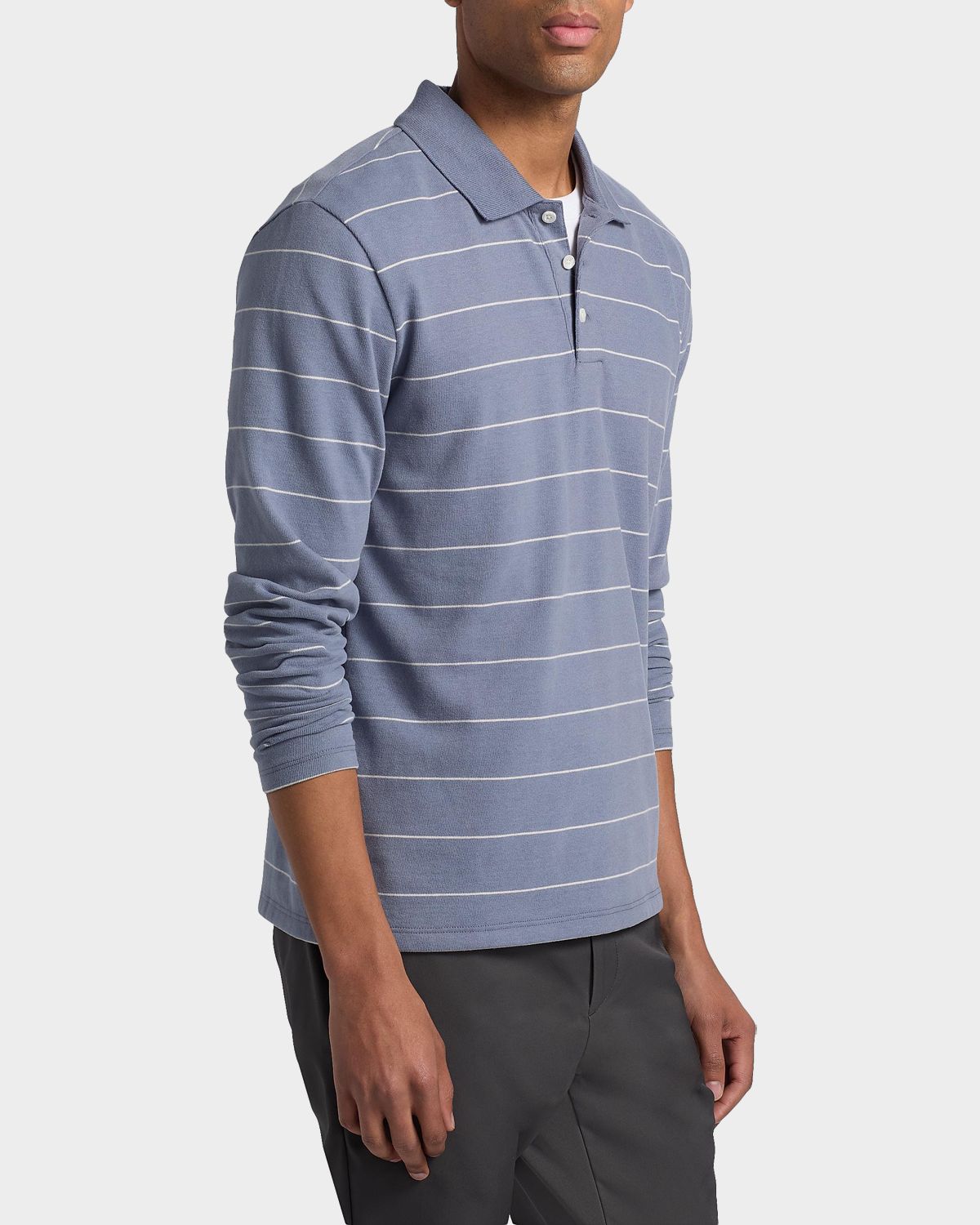 Vince Men 's Pencil Stripe Long-Sleeve Polo Shirt | Thumbnail 7 Vince Men 's Pencil Stripe Long-Sleeve Polo Shirt | Thumbnail 7