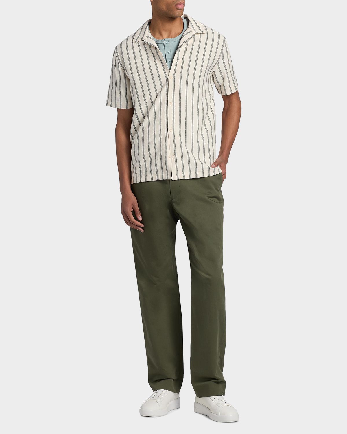 Vince Men 's Stripe Terry Short-Sleeve Shirt | Thumbnail 2 Vince Men 's Stripe Terry Short-Sleeve Shirt | Thumbnail 2