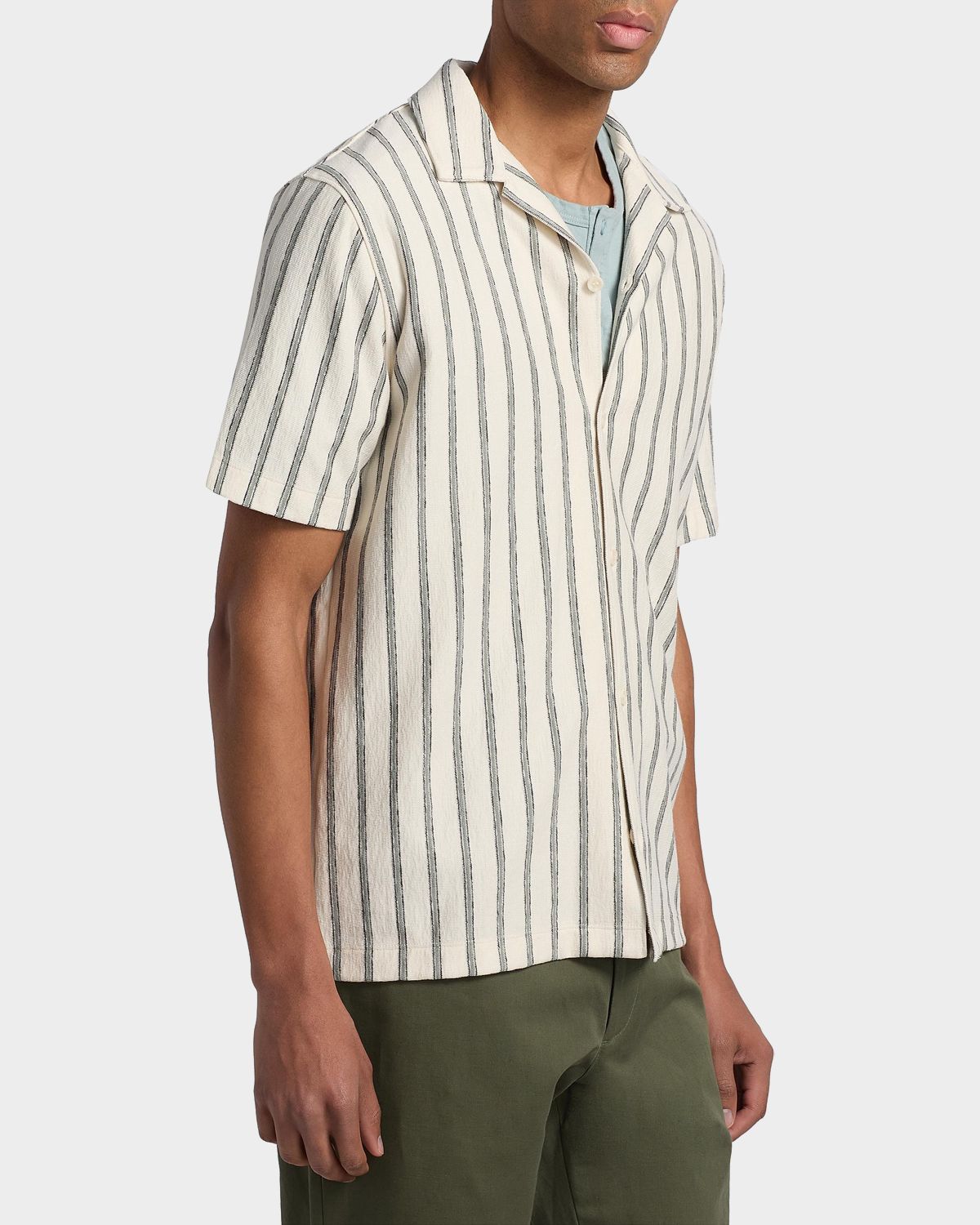 Vince Men 's Stripe Terry Short-Sleeve Shirt | Thumbnail 7 Vince Men 's Stripe Terry Short-Sleeve Shirt | Thumbnail 7