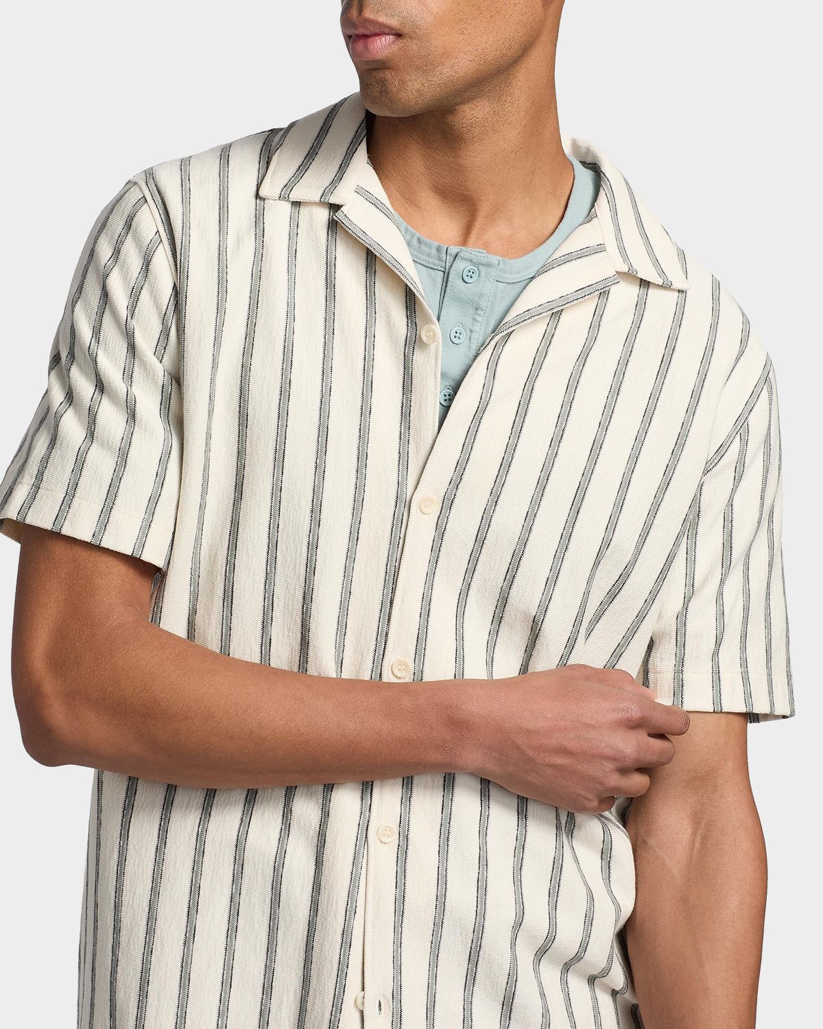 Vince Men 's Stripe Terry Short-Sleeve Shirt | Thumbnail 5 Vince Men 's Stripe Terry Short-Sleeve Shirt | Thumbnail 5