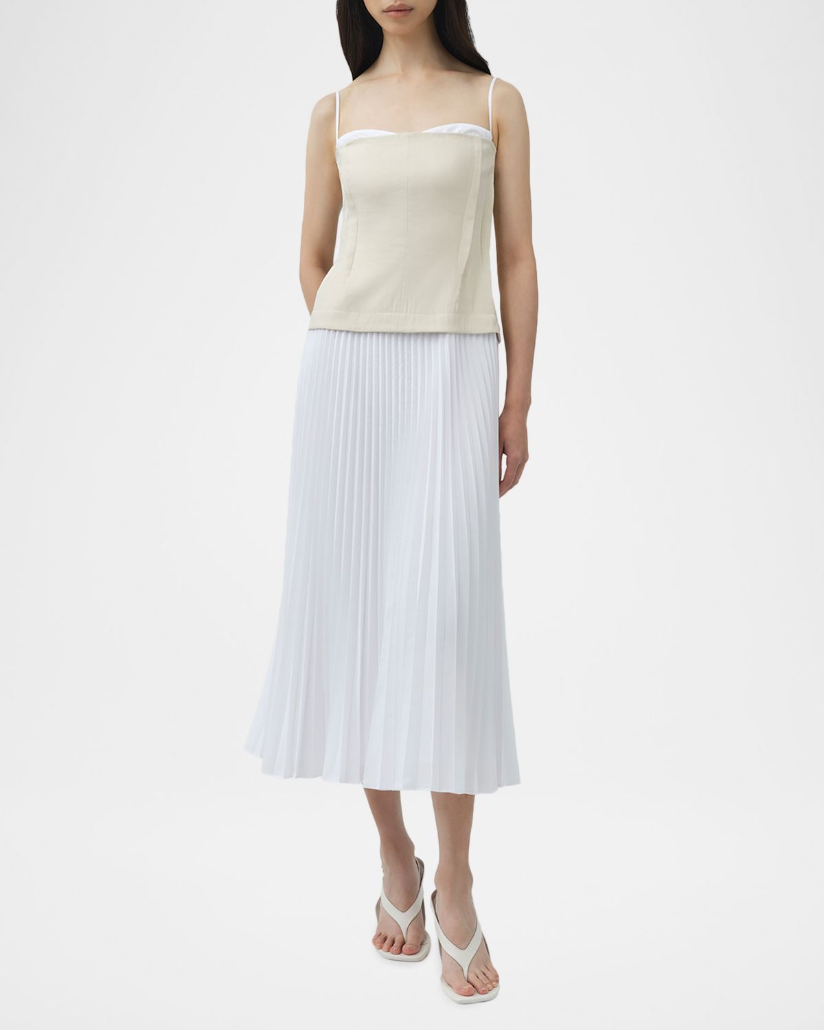 SIMKHAI Duval Linen-Blend Bustier Midi Dress