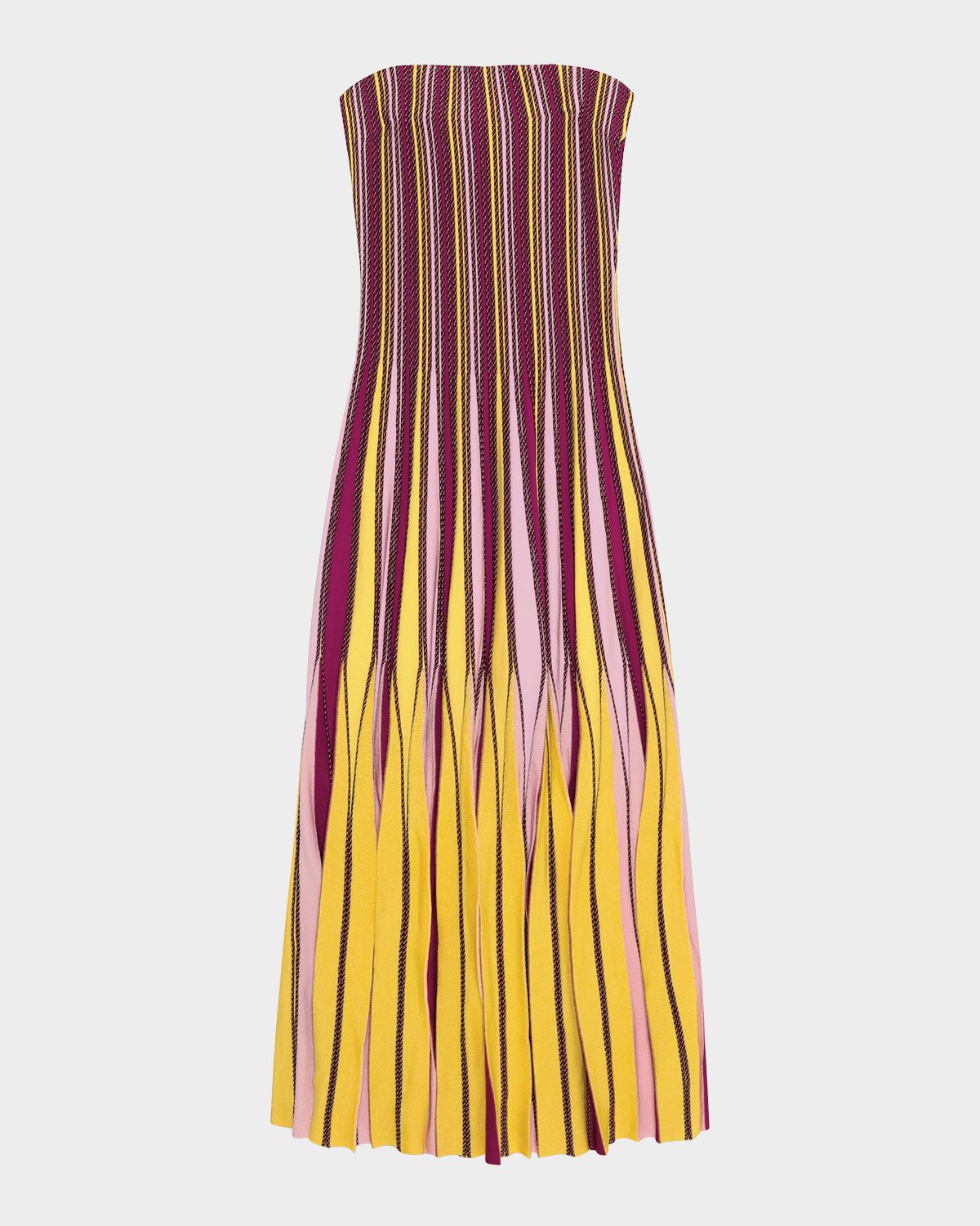 SIMKHAI Soleil Striped Strapless Midi Dress