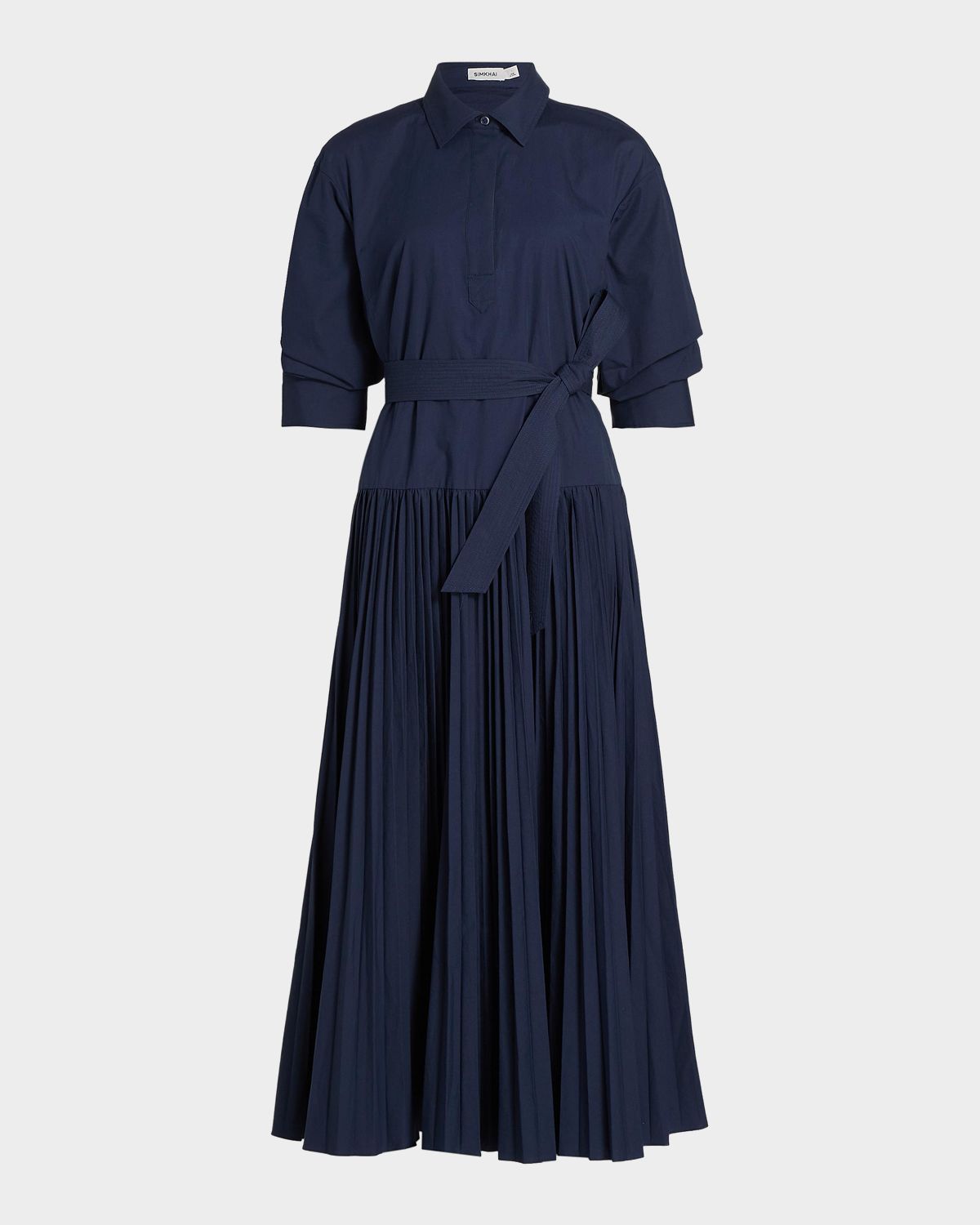 SIMKHAI Arlo Belted Cotton Maxi Dress