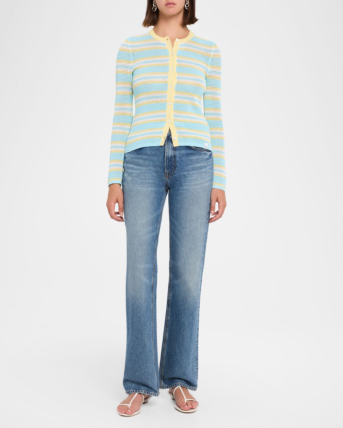 SIMKHAI Ruthie Striped Open-Knit Cardigan | Thumbnail 2