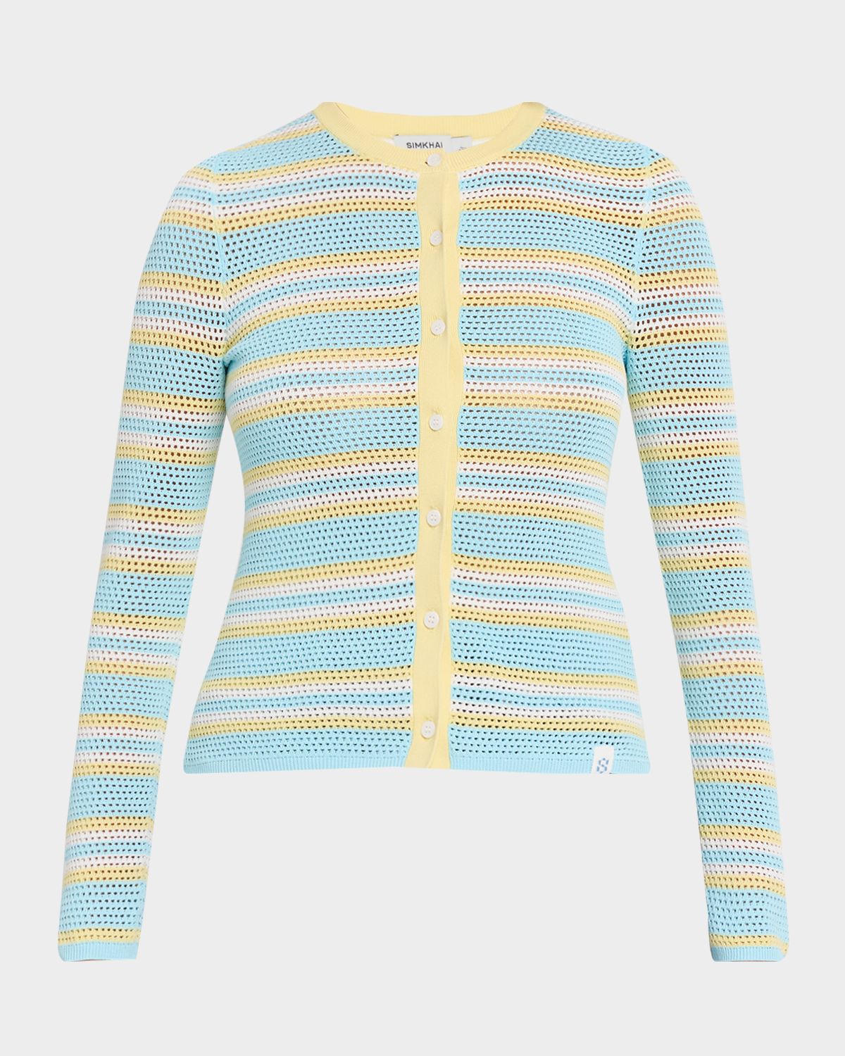 SIMKHAI Ruthie Striped Open-Knit Cardigan - Women's Clothing