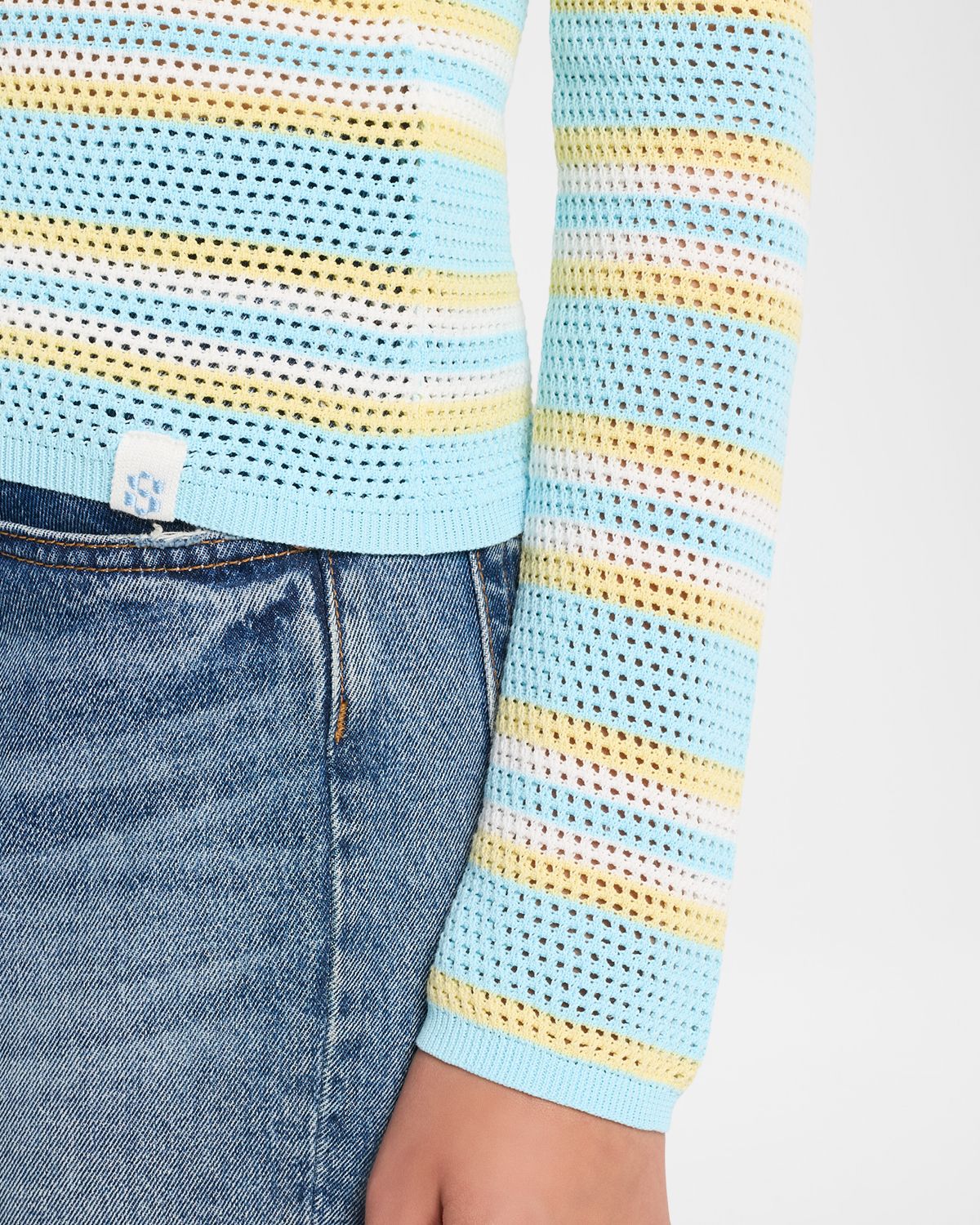 SIMKHAI Ruthie Striped Open-Knit Cardigan | Thumbnail 5