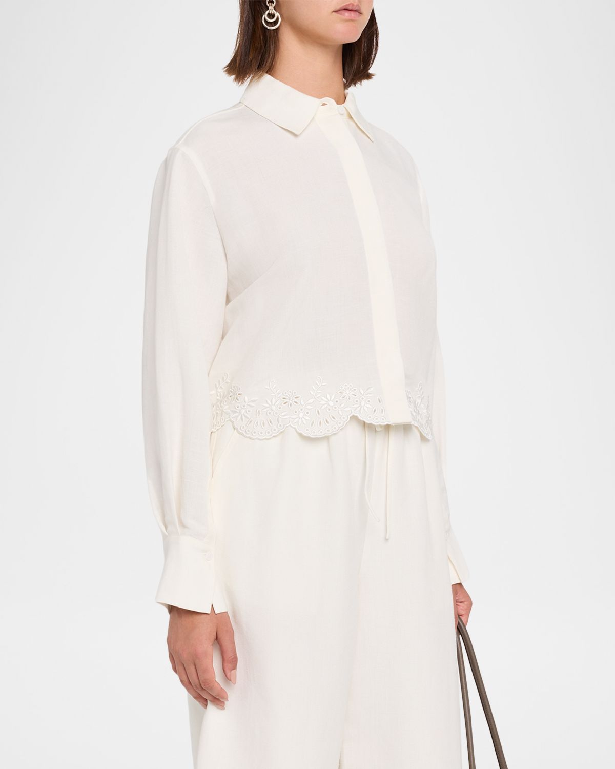 SIMKHAI Ames Embroidered Linen-Blend Shirt | Thumbnail 4