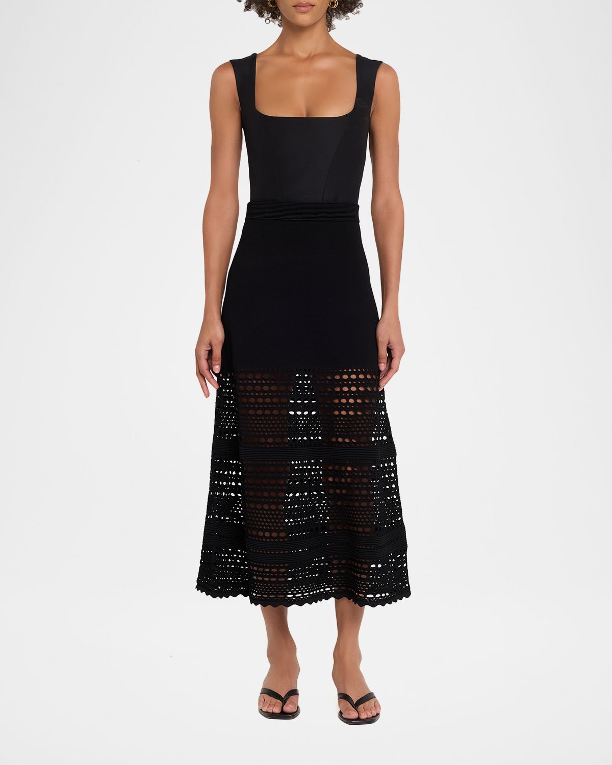 SIMKHAI Westly Open-Stitch Midi Skirt | Thumbnail 2