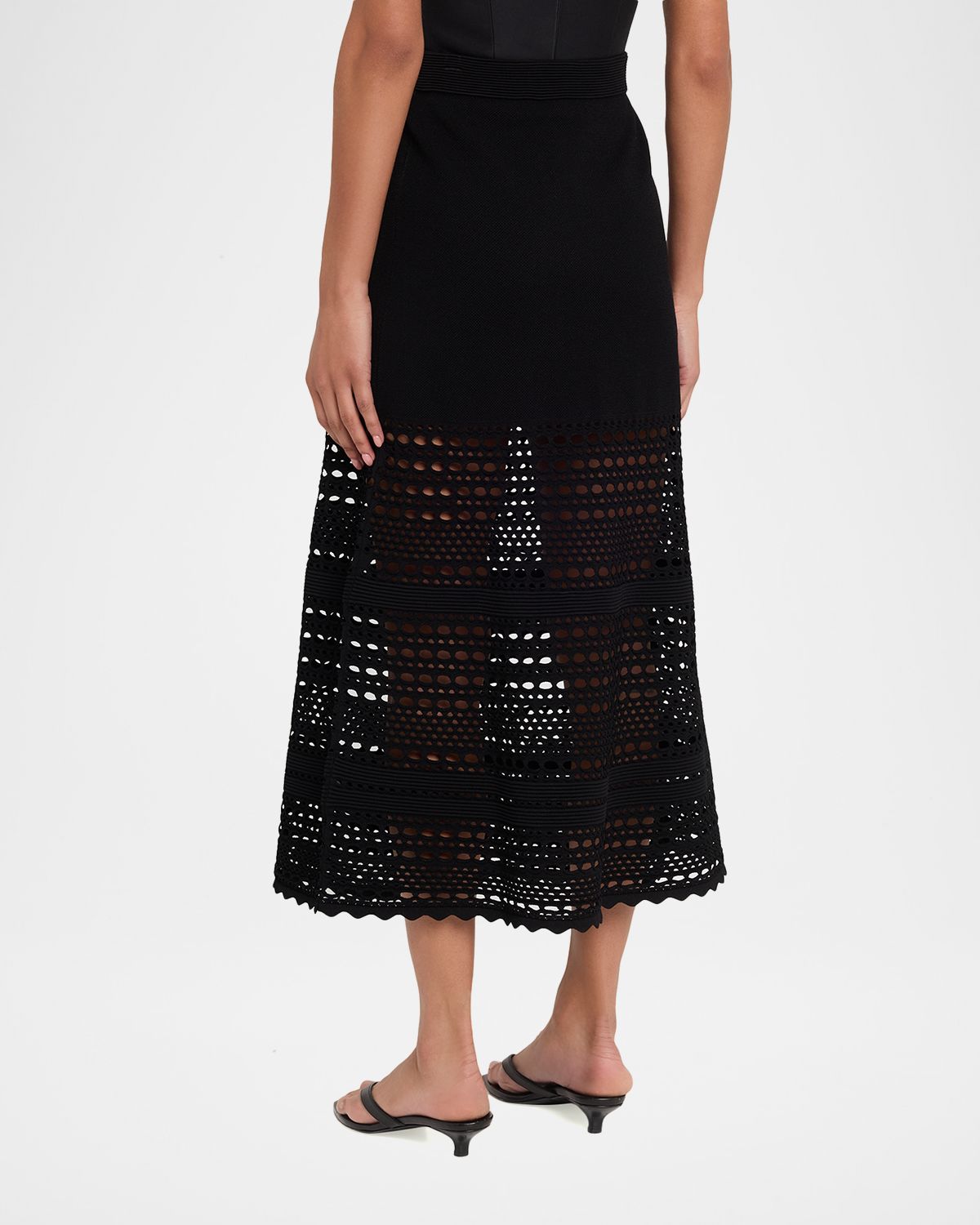 SIMKHAI Westly Open-Stitch Midi Skirt | Thumbnail 3