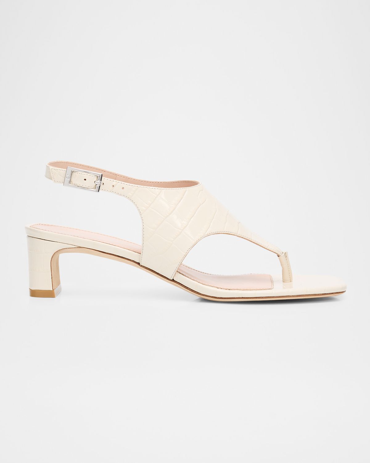 Stuart Weitzman 40mm Baby Babette Croc-Embossed Leather Thong Sandals | Thumbnail 8