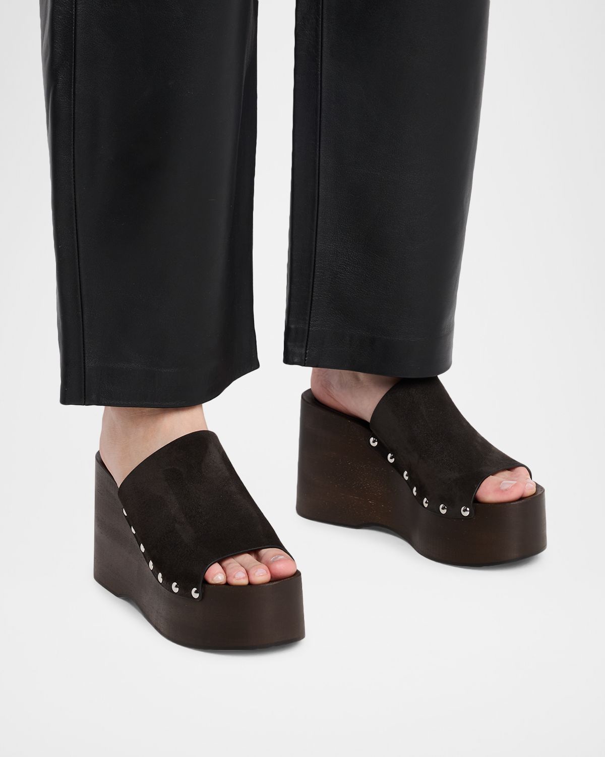 Stuart Weitzman 100mm Kate Suede Platform Clogs