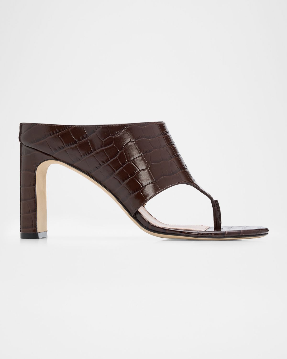 Stuart Weitzman 85mm Babette Croc-Embossed Leather Thong Sandals