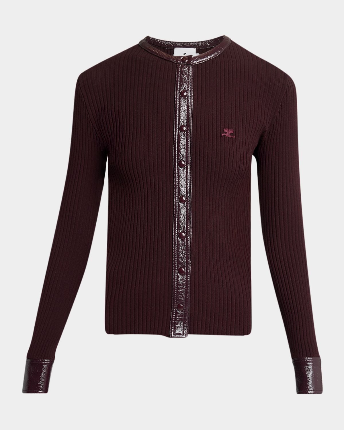 Courreges Contrast Vinyl & Knit Crewneck Cardigan | Thumbnail 6 Courreges Contrast Vinyl & Knit Crewneck Cardigan | Thumbnail 6