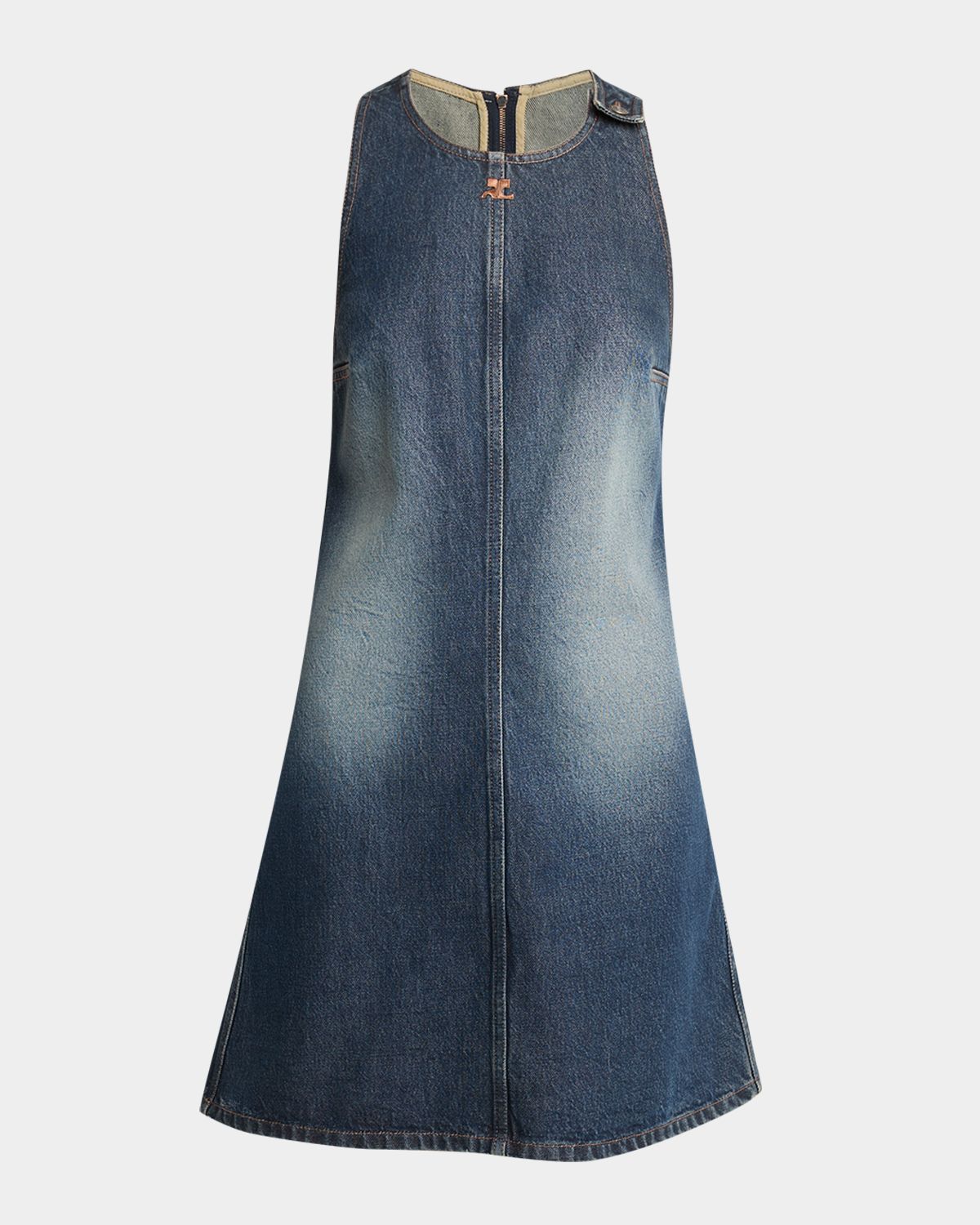 Courreges Logo Denim Mini Dress | Thumbnail 6 Courreges Logo Denim Mini Dress | Thumbnail 6