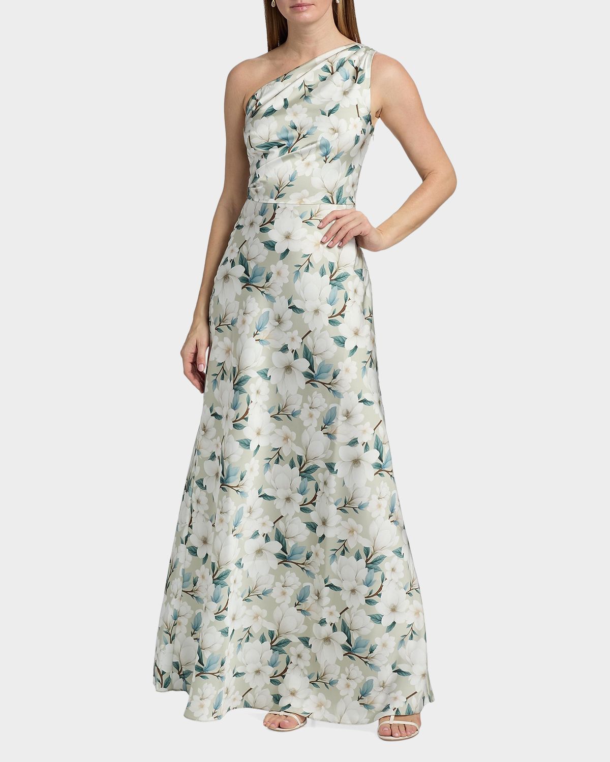 SACHIN BABI Delphine One-Shoulder Floral Satin Crepe Gown | Thumbnail 2 SACHIN BABI Delphine One-Shoulder Floral Satin Crepe Gown | Thumbnail 2