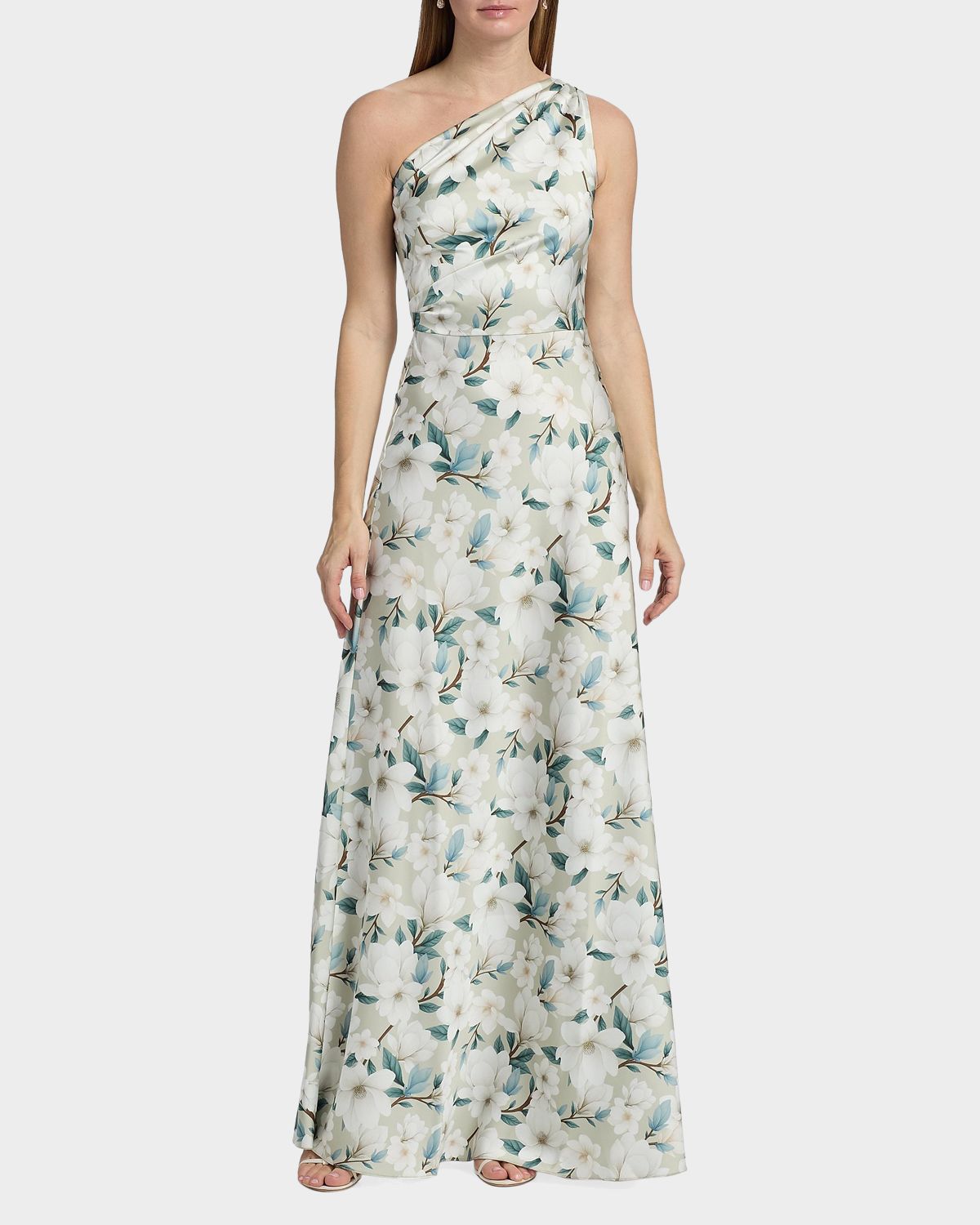 SACHIN BABI Delphine One-Shoulder Floral Satin Crepe Gown | Thumbnail 4 SACHIN BABI Delphine One-Shoulder Floral Satin Crepe Gown | Thumbnail 4