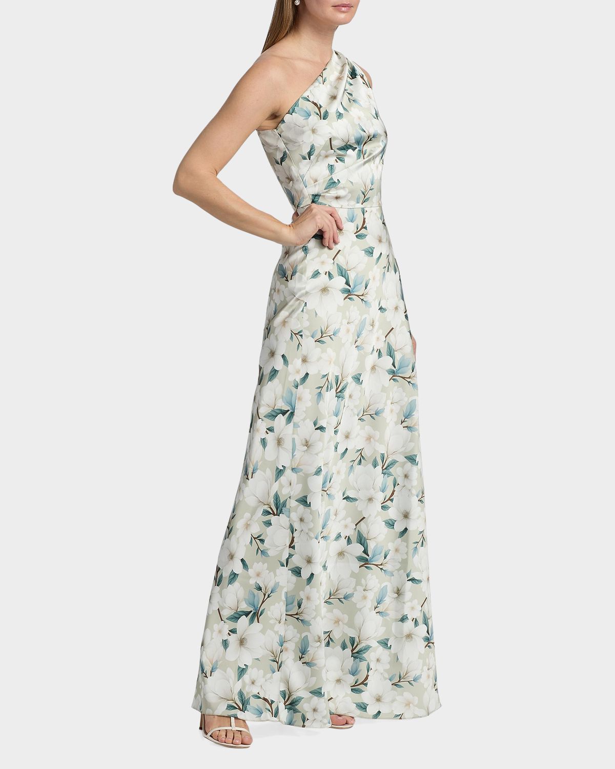 SACHIN BABI Delphine One-Shoulder Floral Satin Crepe Gown | Thumbnail 7 SACHIN BABI Delphine One-Shoulder Floral Satin Crepe Gown | Thumbnail 7