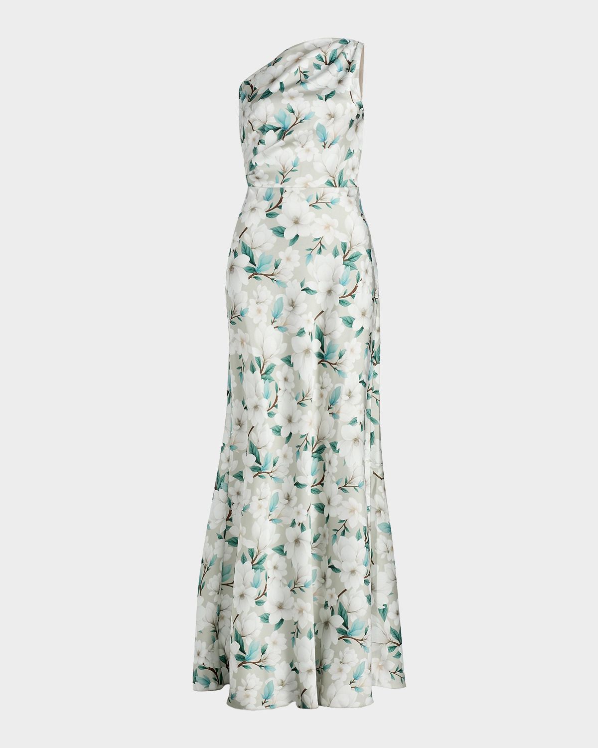 SACHIN BABI Delphine One-Shoulder Floral Satin Crepe Gown